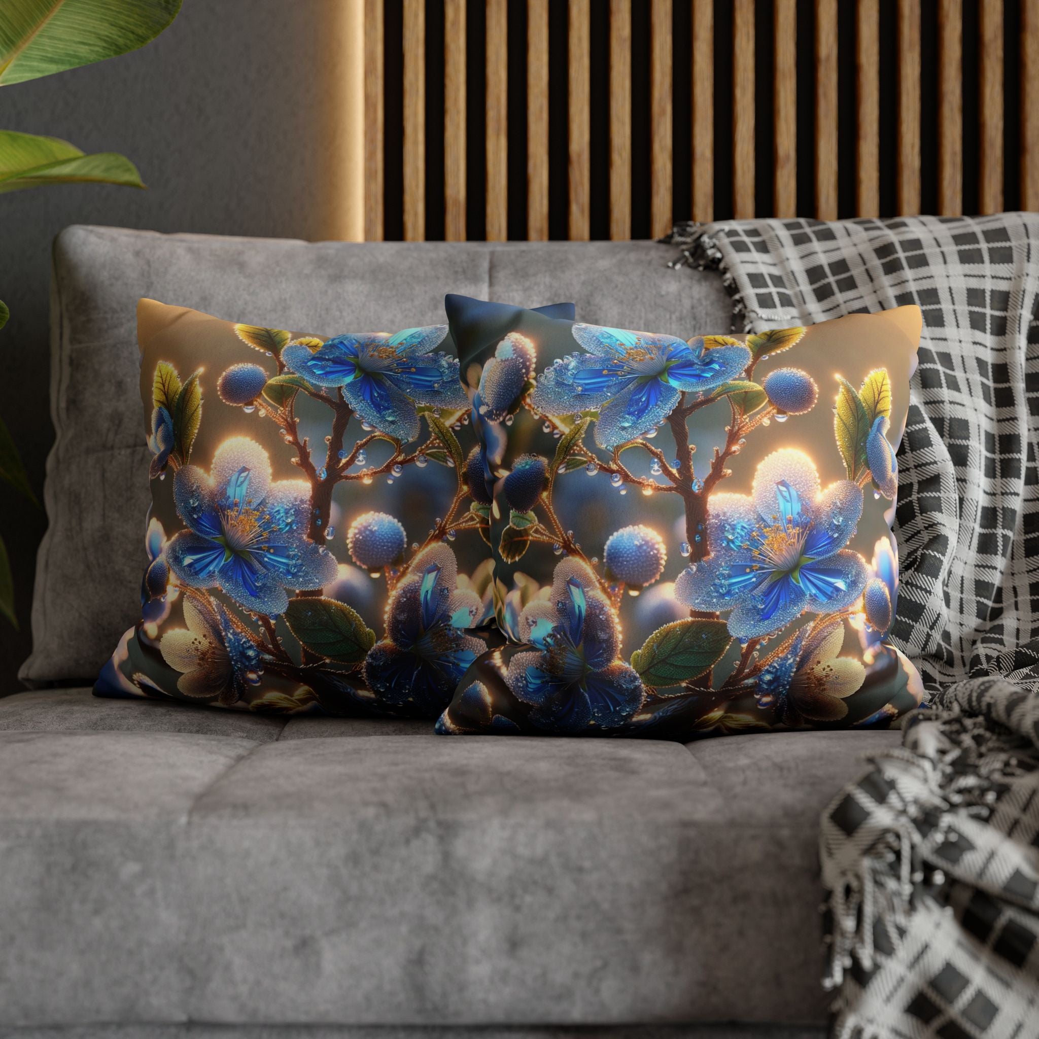 White-blue flowers - Suede Square Pillowcase