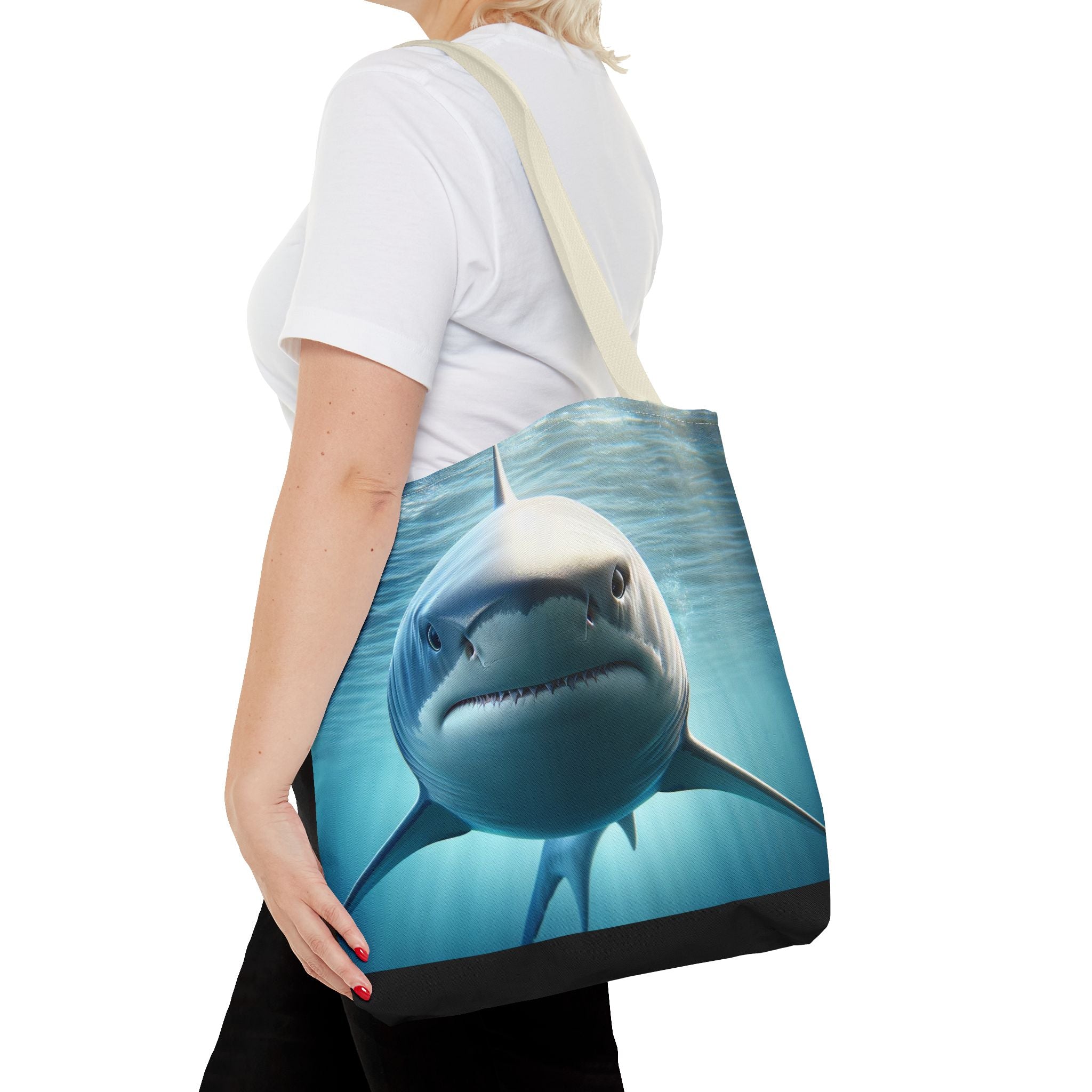 Fierce Shark Tote Bag, Ocean Lover Gift, Beach Bag, Animal Print Tote, Eco-Friendly Shopping Bag