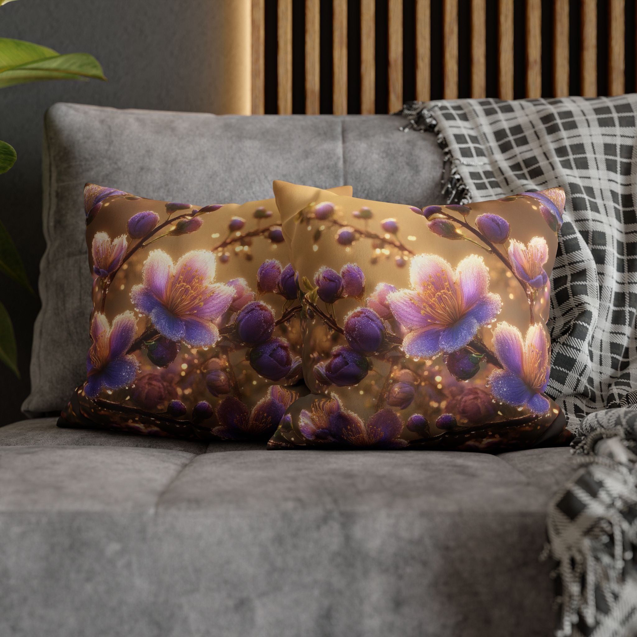 Purple and white flowers - Suede Square Pillowcase