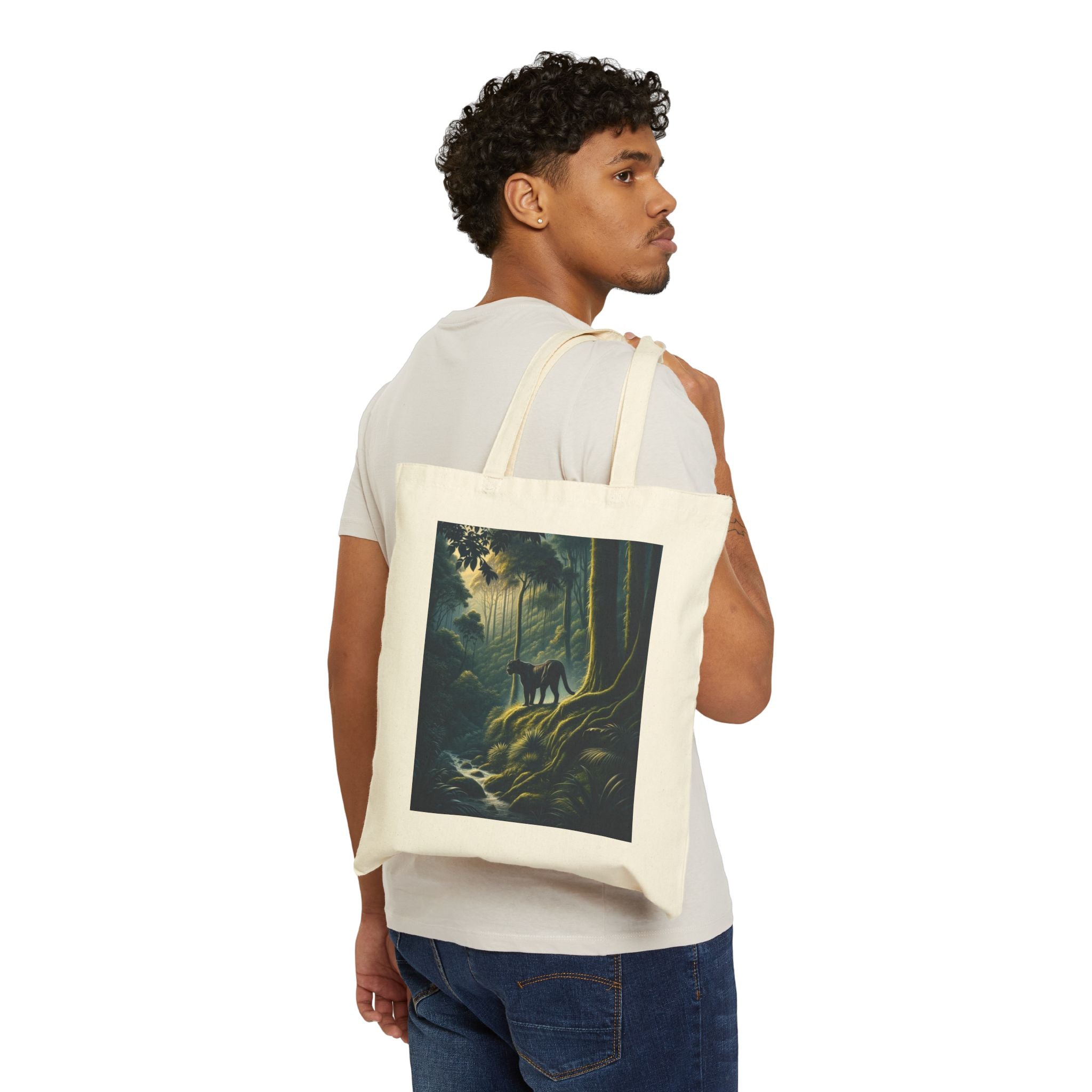 Panther in the Jungle - Cotton Canvas Tote Bag