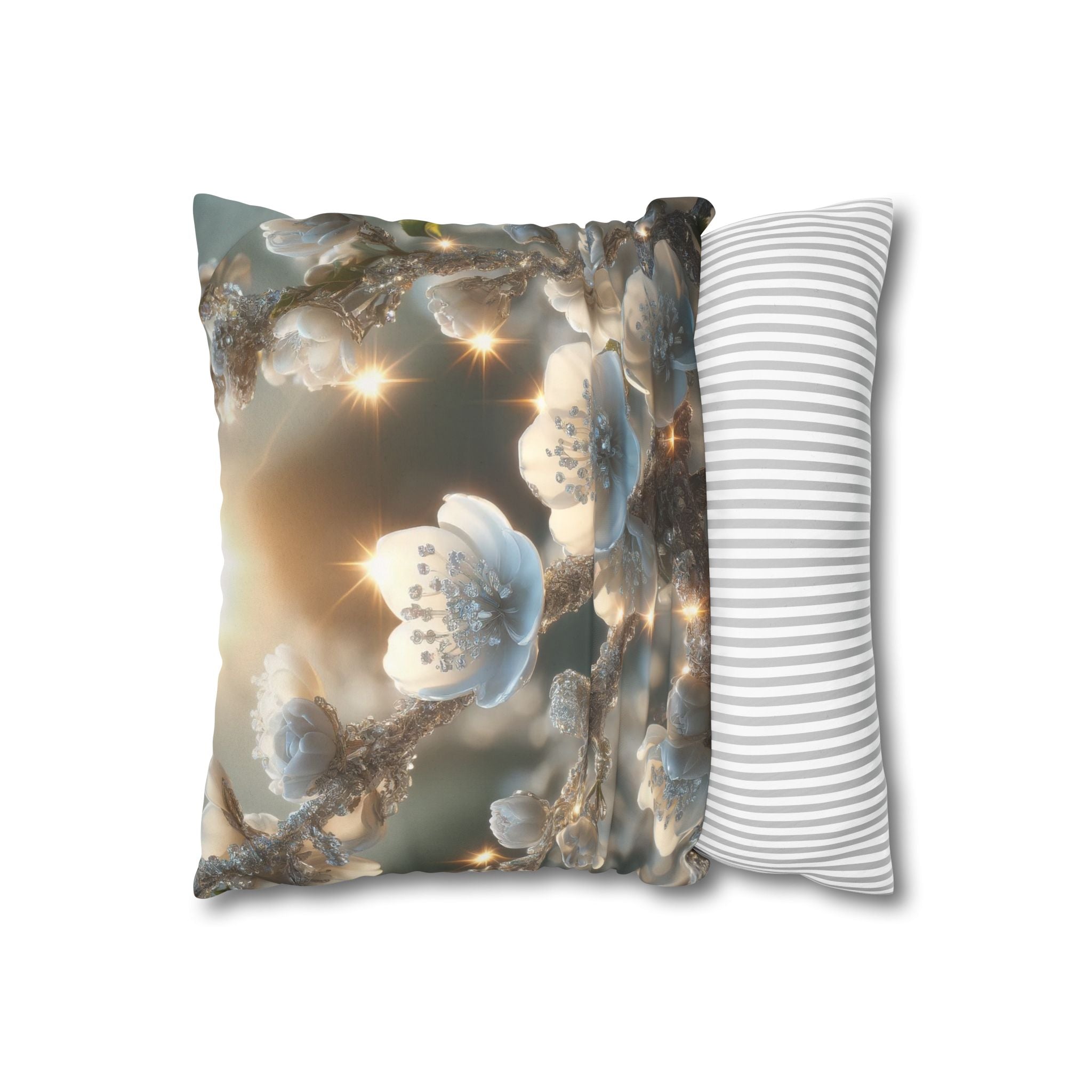 Silver, diamond flowers - Suede Square Pillowcase