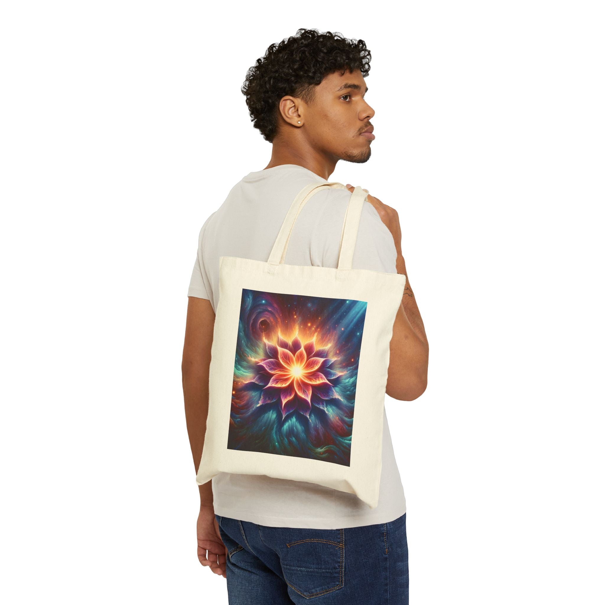 Colorful Galaxy Flower - Cotton Canvas Tote Bag