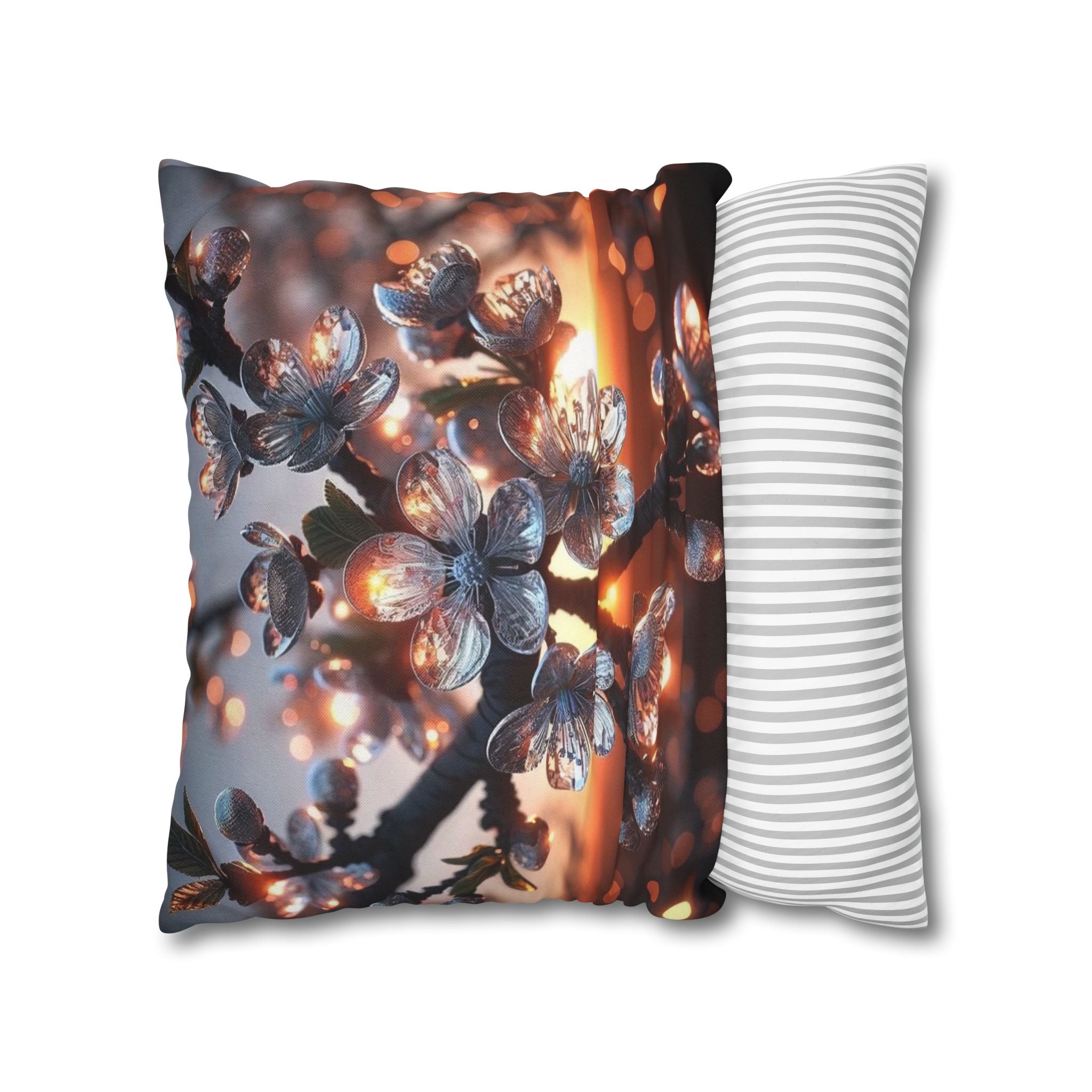 A branch full of white flowers - Polyester Square Pillowcase