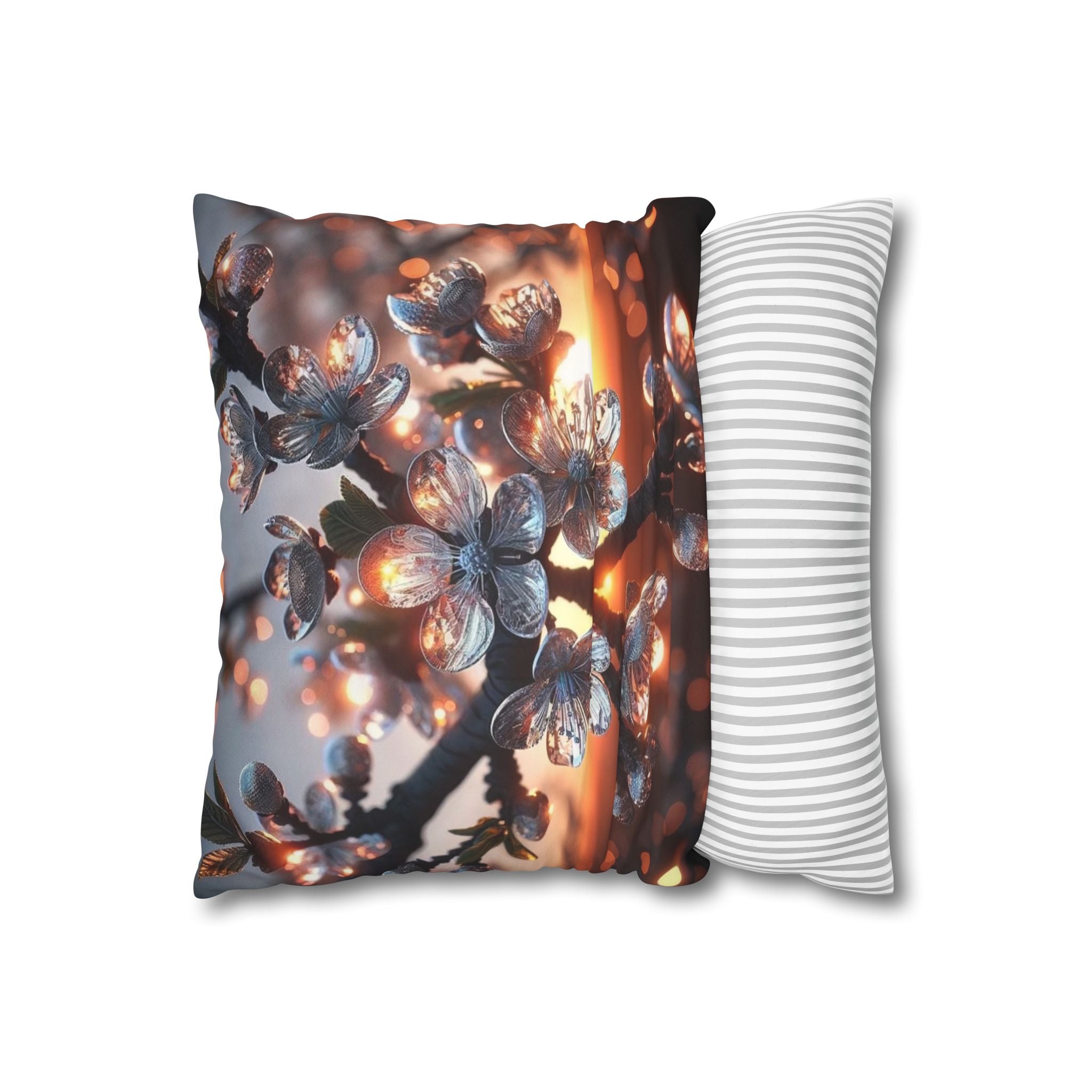 White, diamond flowers (in the evening) - Suede Square Pillowcase