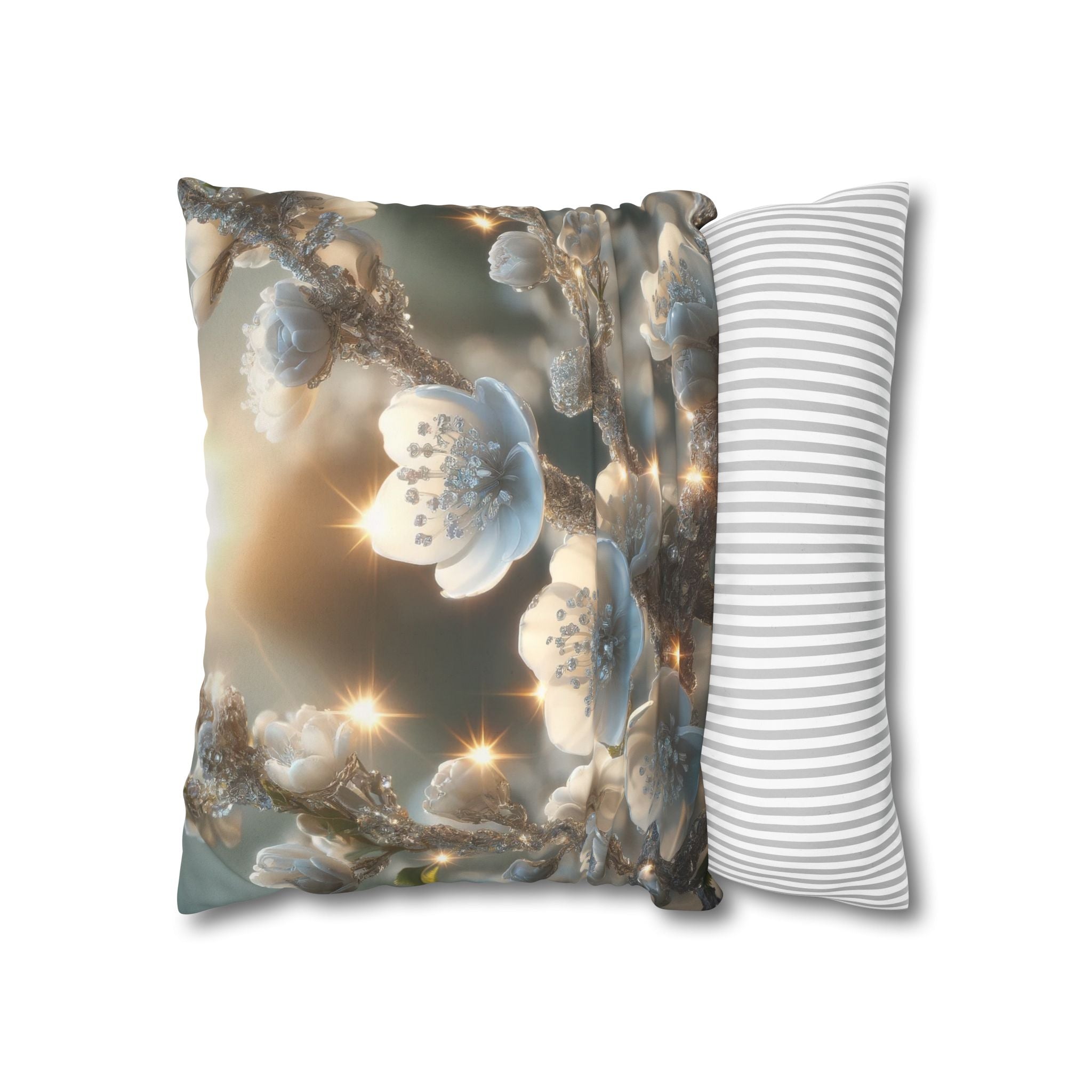 Silver, diamond flowers - Suede Square Pillowcase