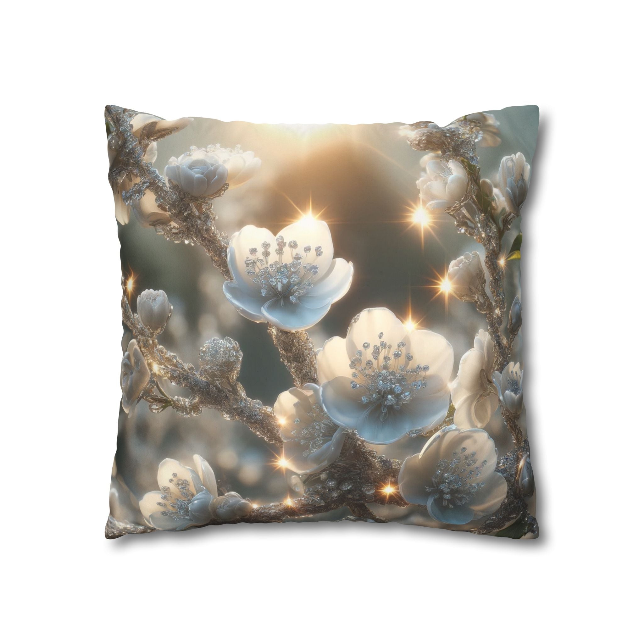 Silver, diamond flowers - Suede Square Pillowcase