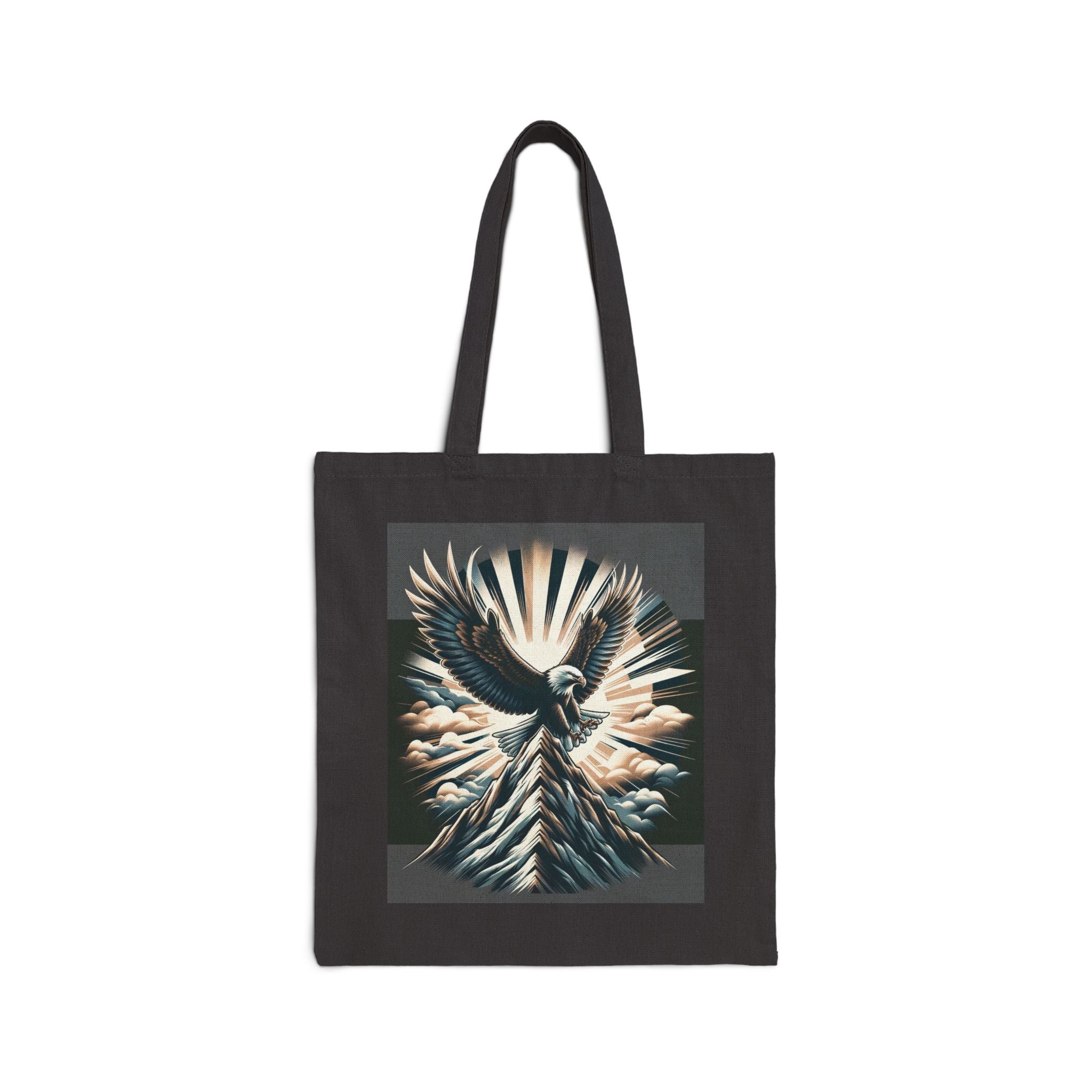 Eagle landing on the mountain Cotton Canvas Tote Bag