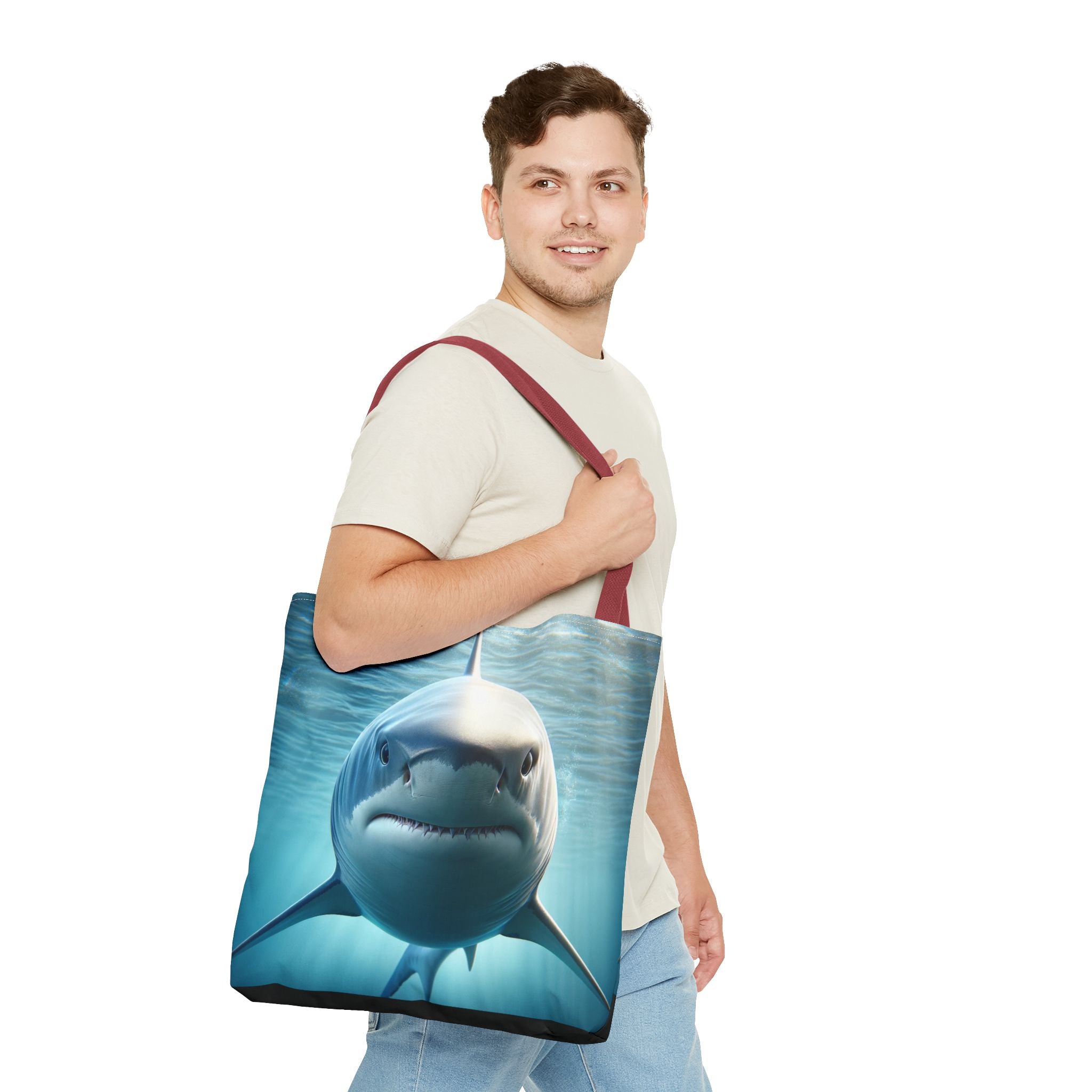 Fierce Shark Tote Bag, Ocean Lover Gift, Beach Bag, Animal Print Tote, Eco-Friendly Shopping Bag
