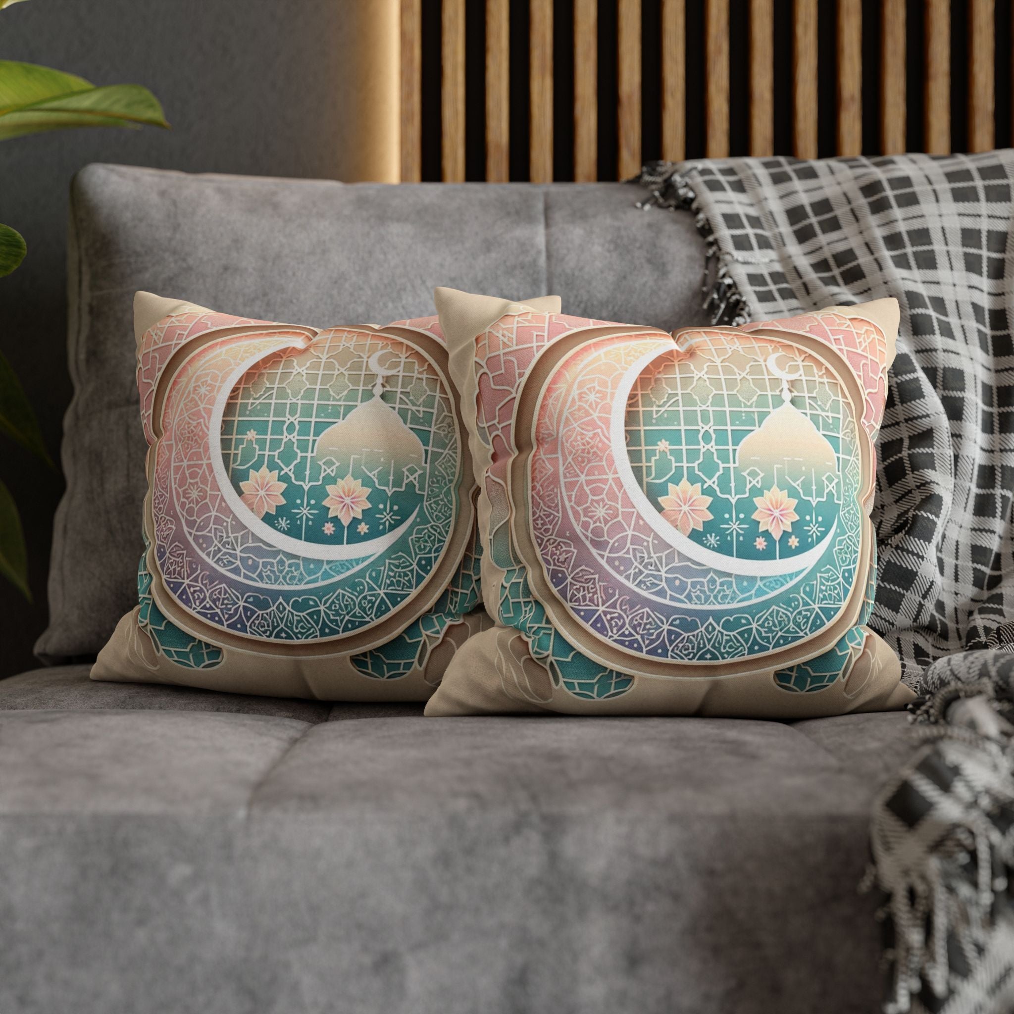 Islamic Art - peach coloured - Polyester Square Pillowcase