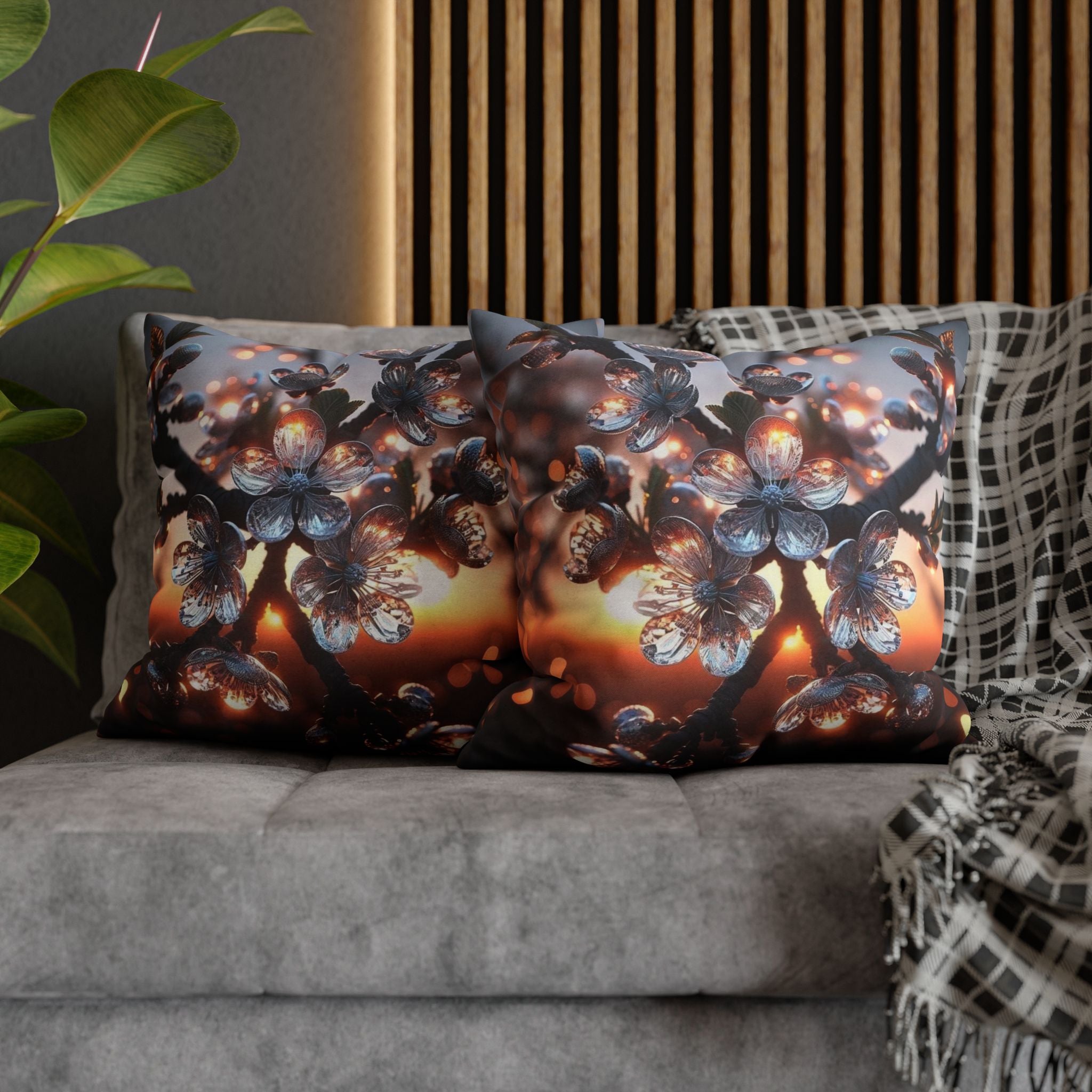 A branch full of white flowers - Polyester Square Pillowcase