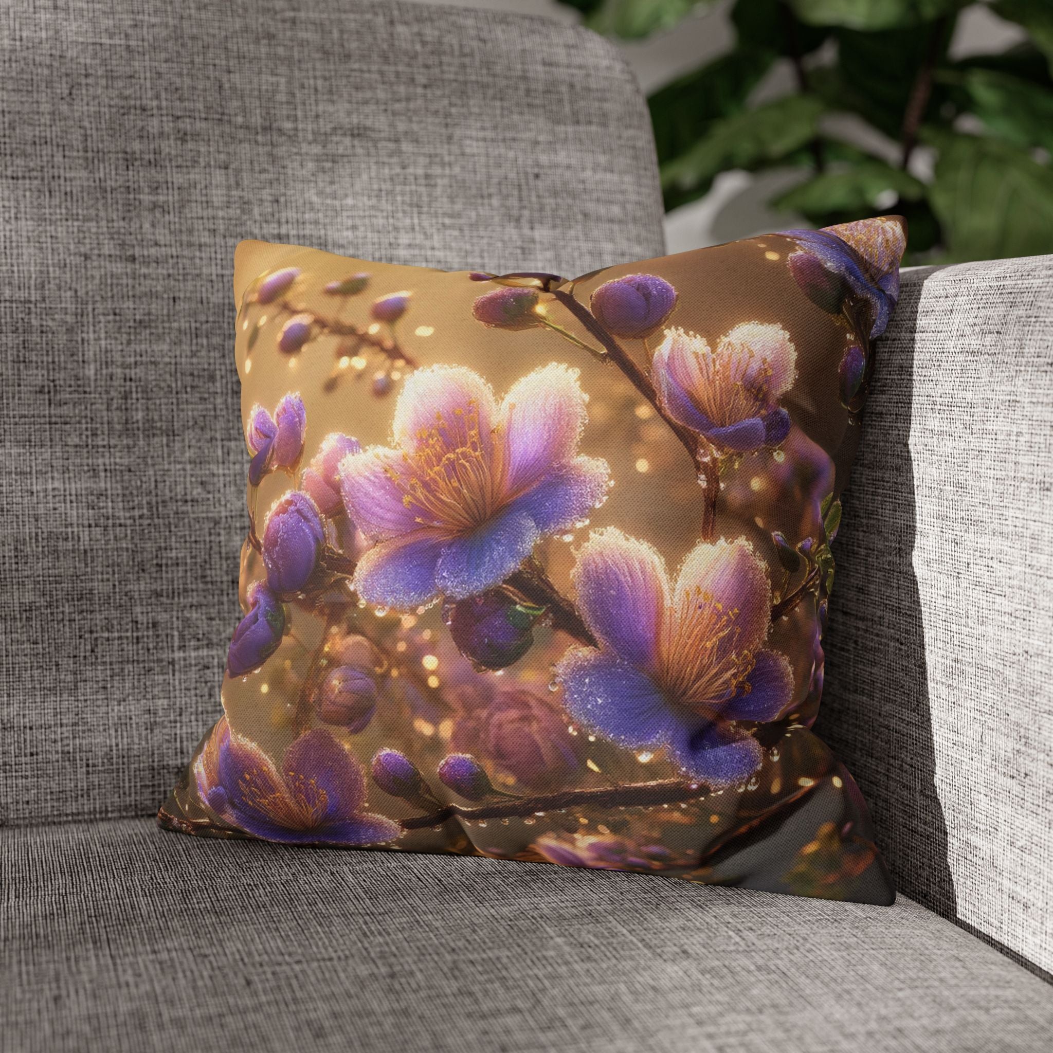 White-lavender flowers - Polyester Square Pillowcase