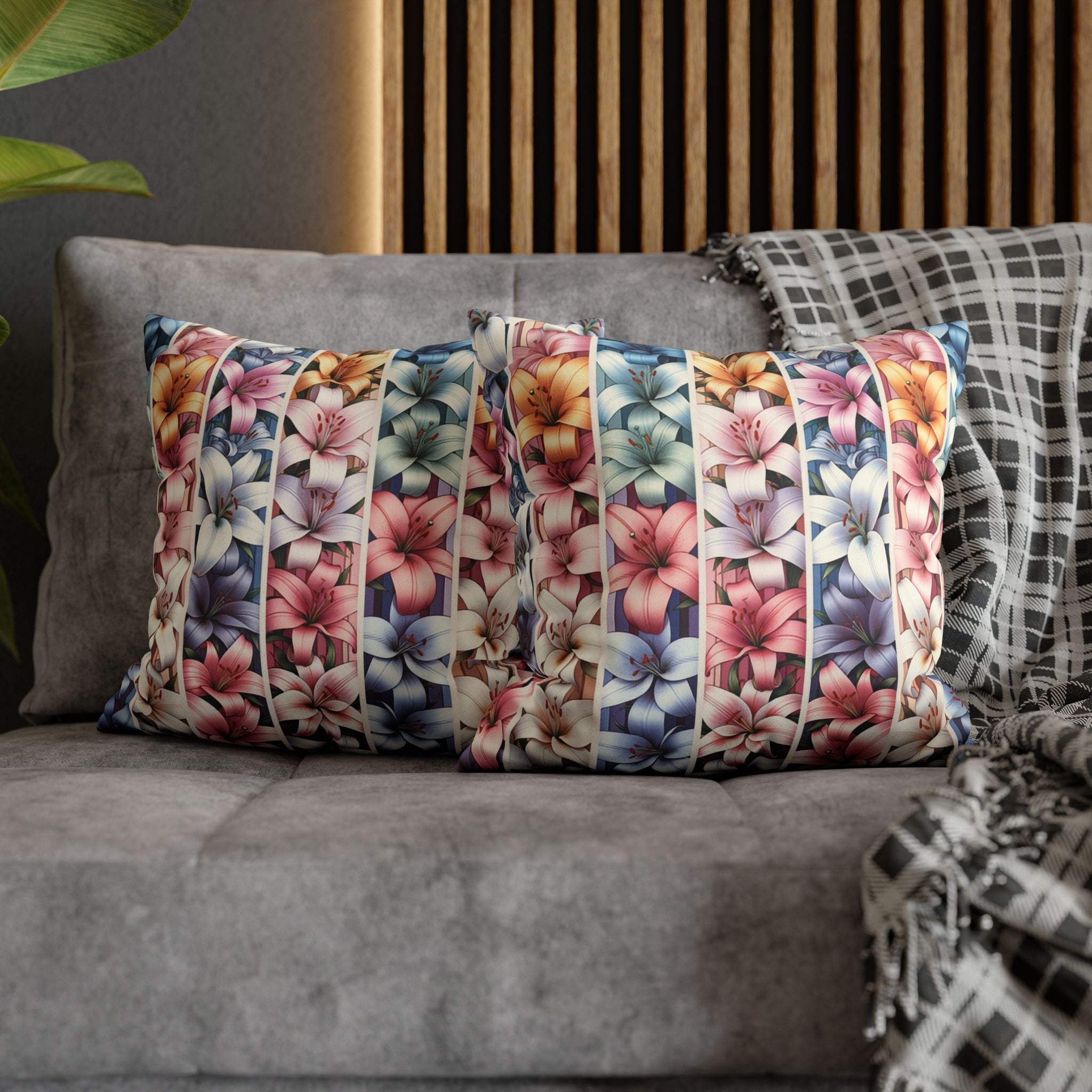 Lilies (in lines)- Suede Square Pillowcase