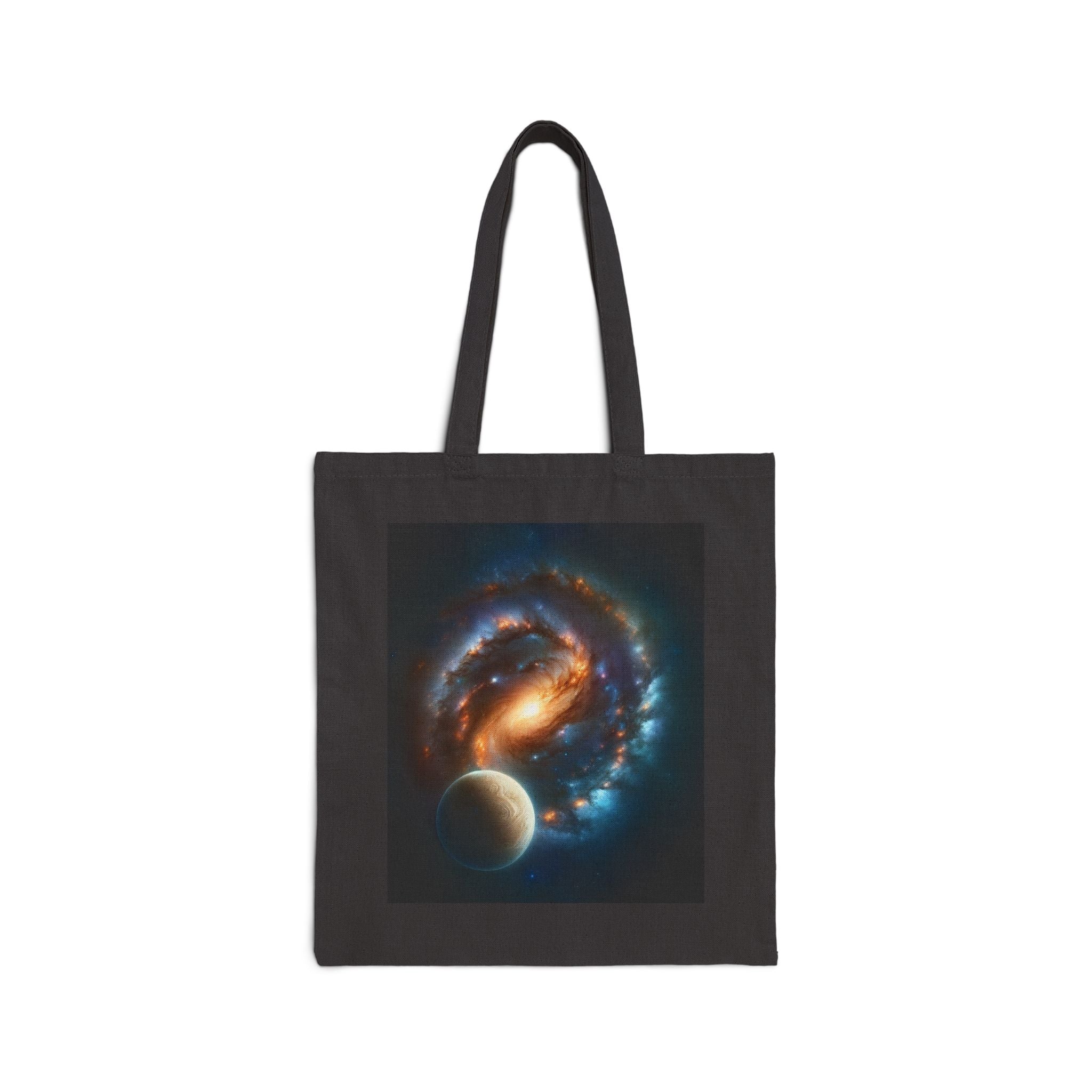 Galaxy-Themed Cotton Canvas Tote Bag