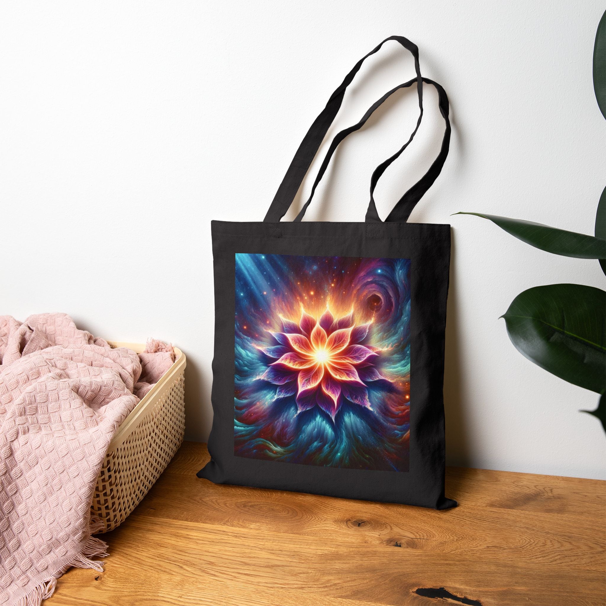 Colorful Galaxy Flower - Cotton Canvas Tote Bag