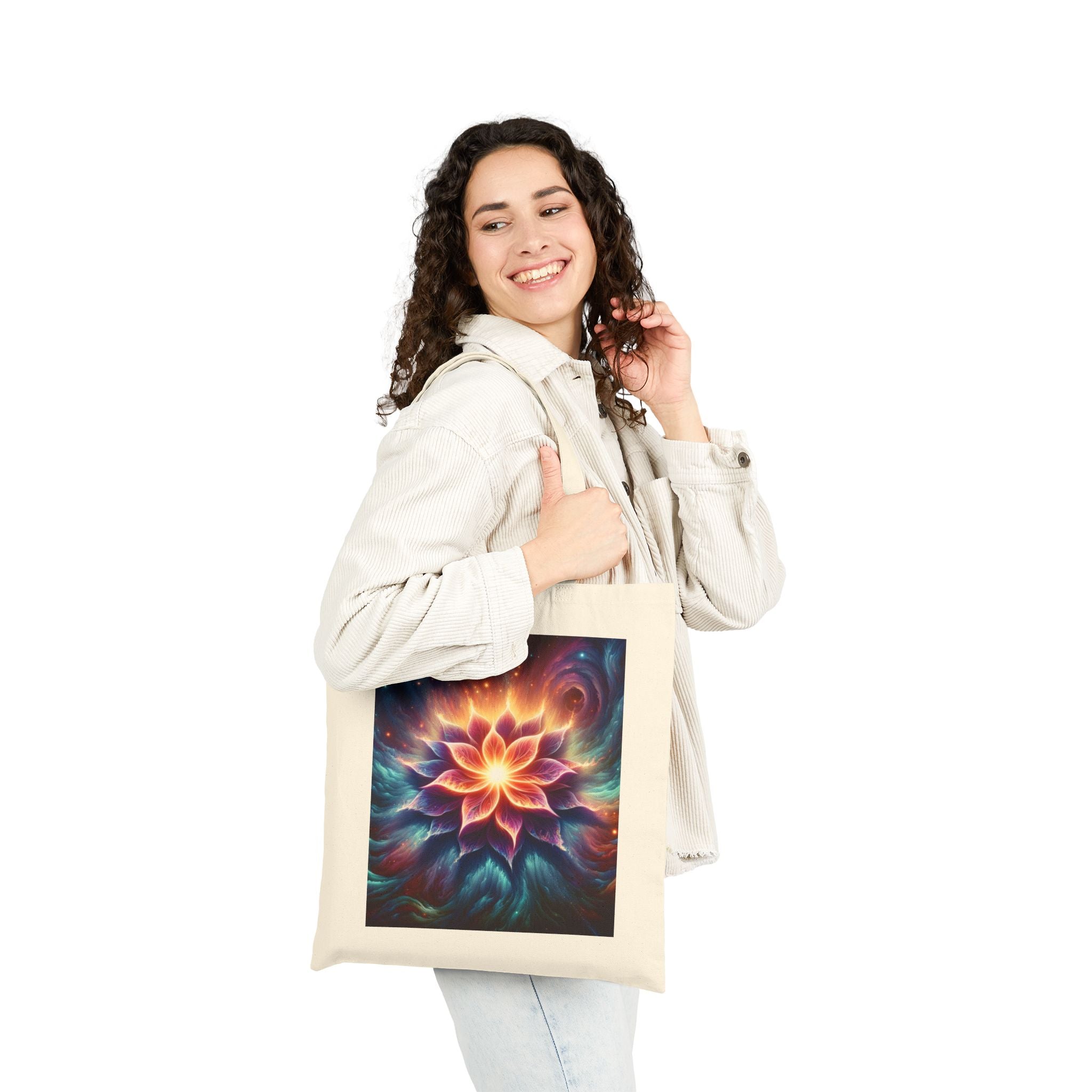 Colorful Galaxy Flower - Cotton Canvas Tote Bag