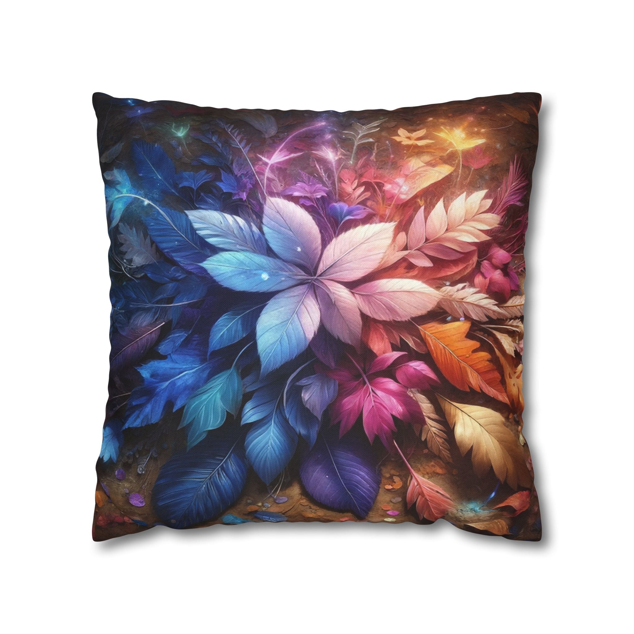 Pastel coloured magical Leaves - Polyester Square Pillowcase