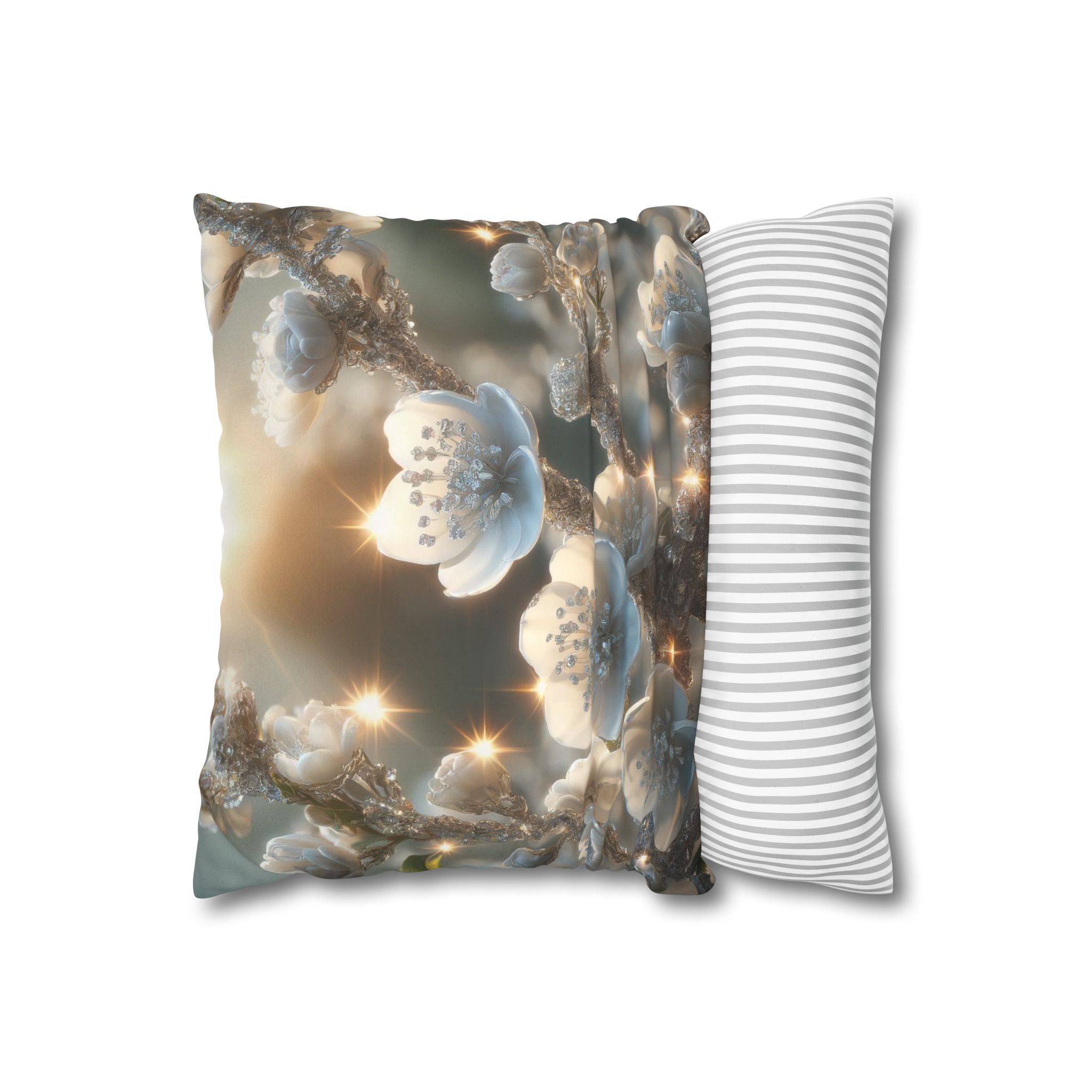 Silver, diamond flowers - Suede Square Pillowcase