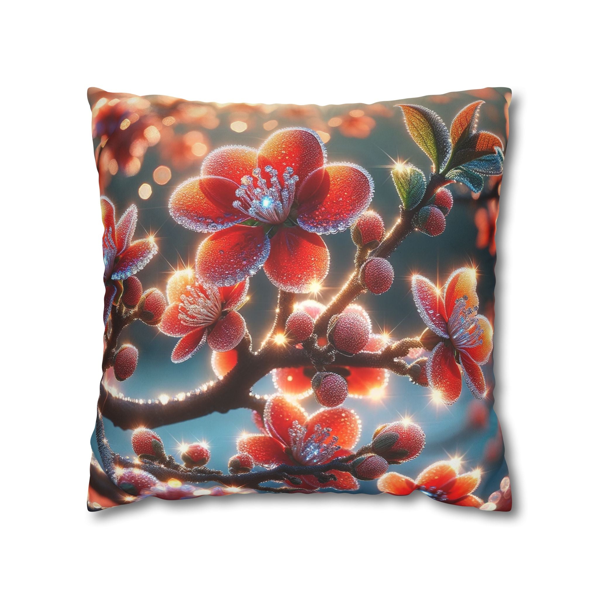 Red diamond flowers (in sun rise) - Suede Square Pillowcase