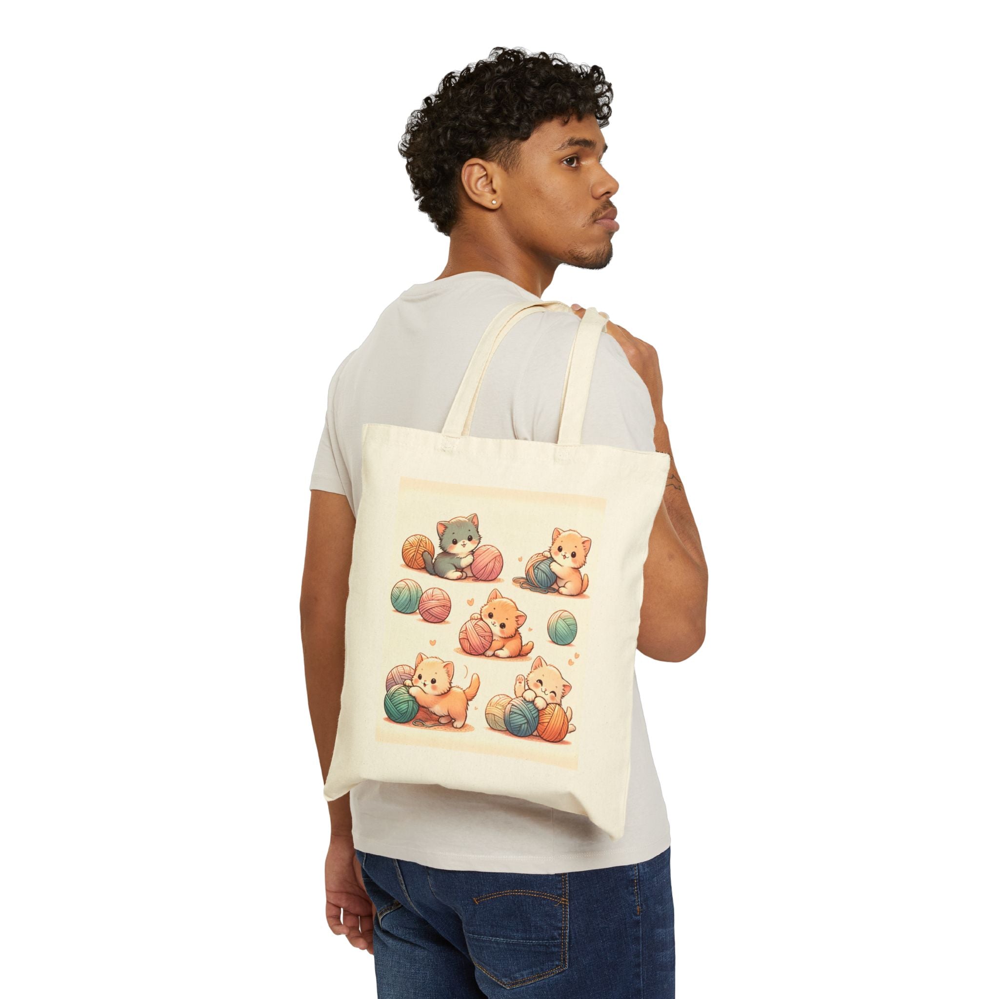 Cute Cat Tote Bag - Cotton Canvas Tote Bag