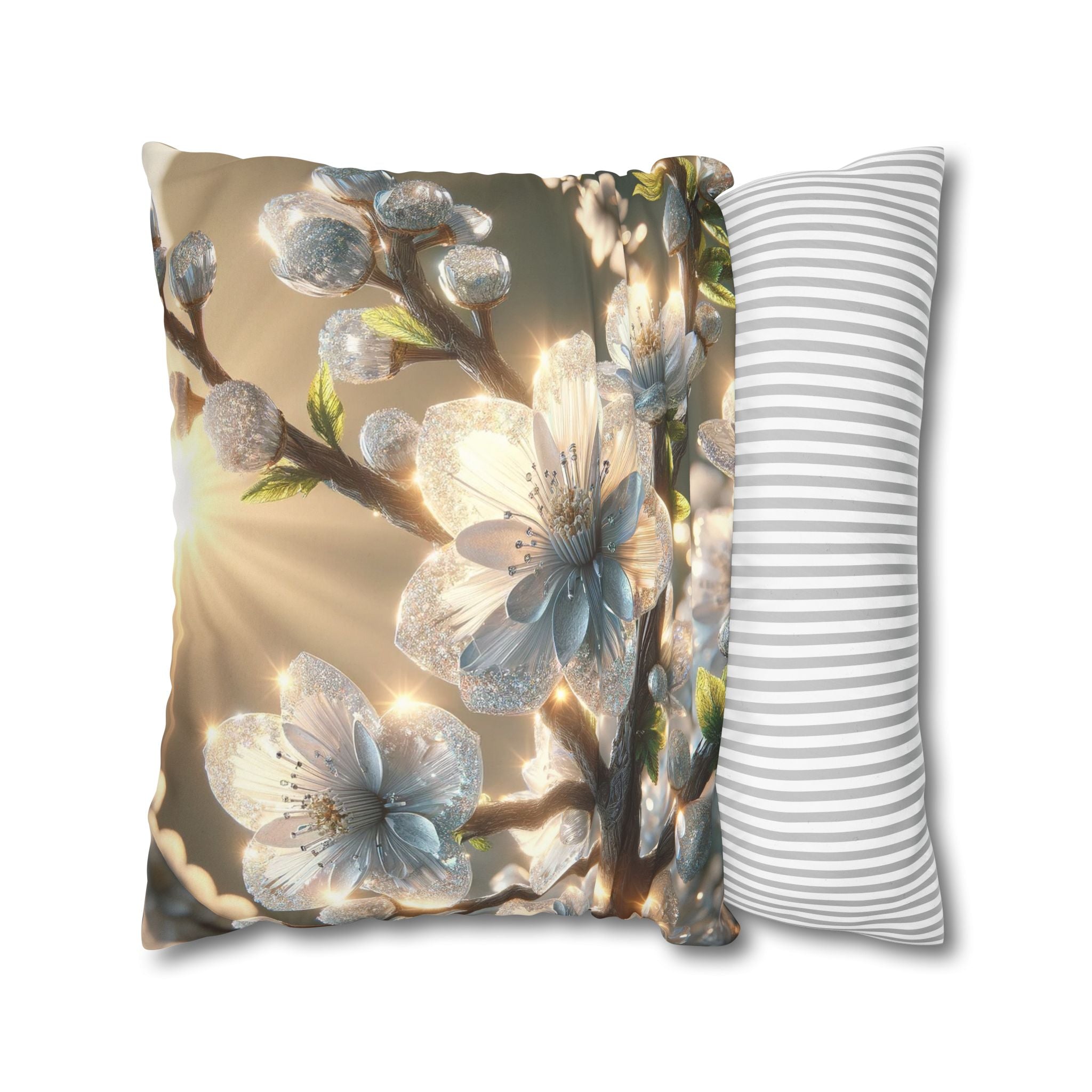 Big silver and white flowers - Suede Square Pillowcase