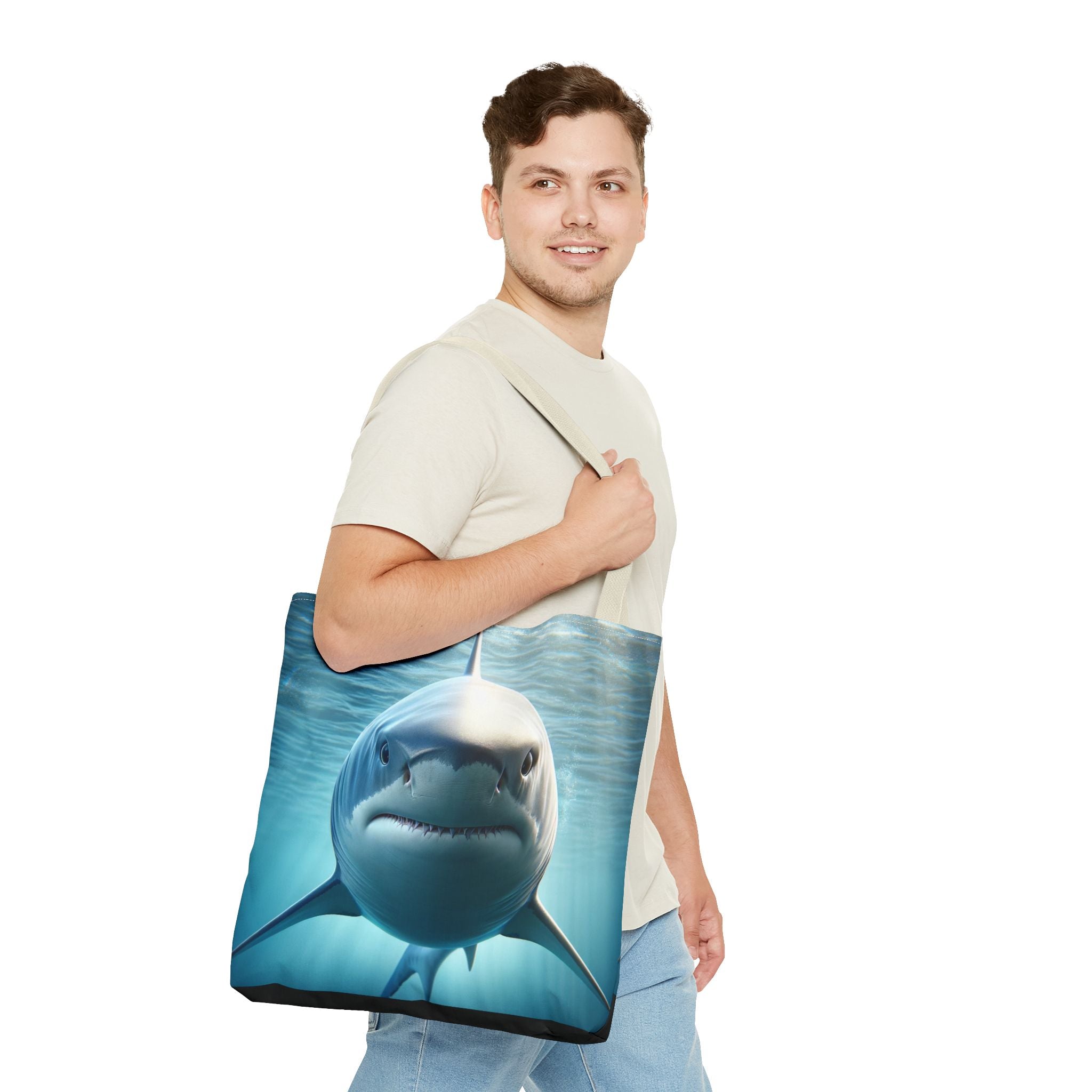 Fierce Shark Tote Bag, Ocean Lover Gift, Beach Bag, Animal Print Tote, Eco-Friendly Shopping Bag