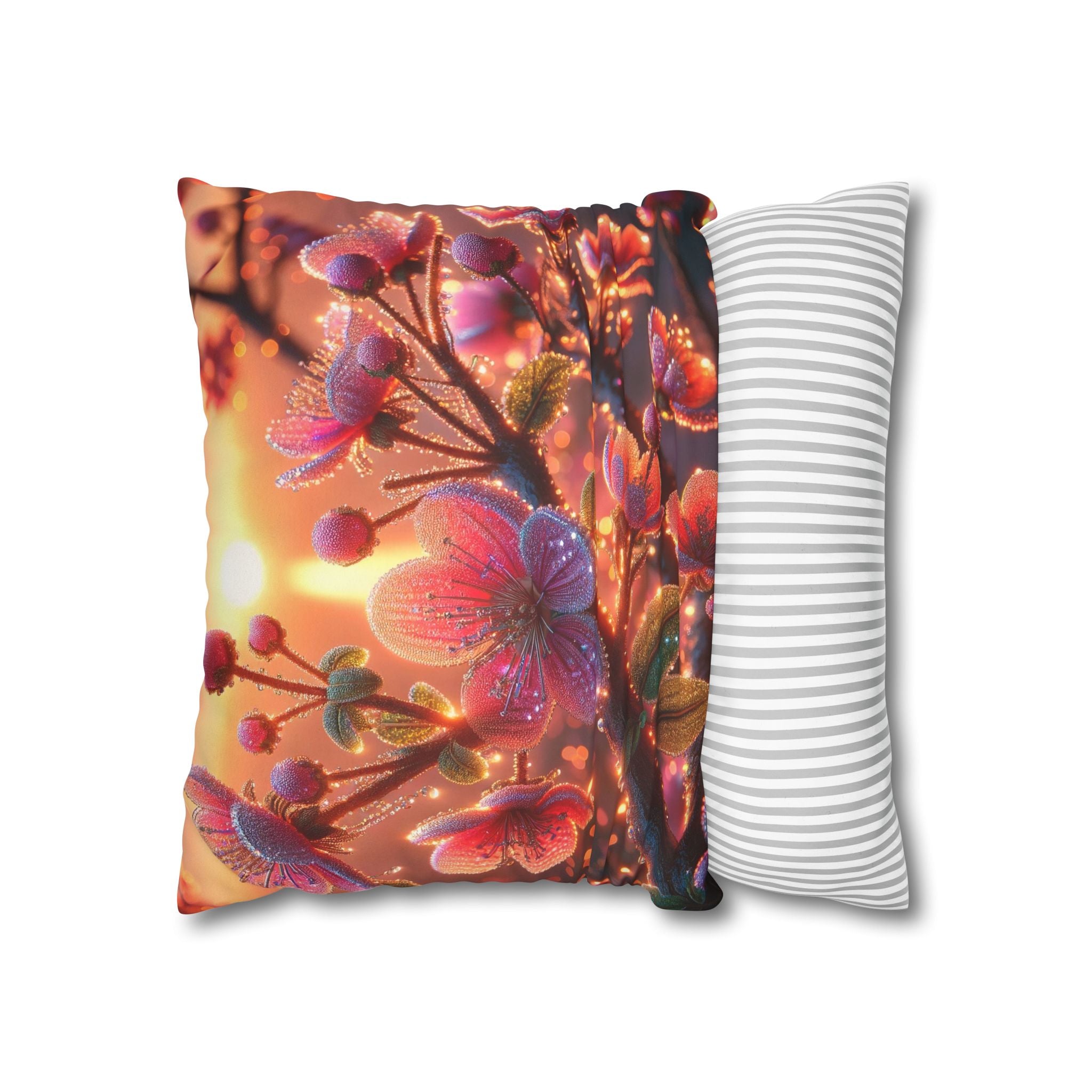 Pink diamond flowers - Suede Square Pillowcase
