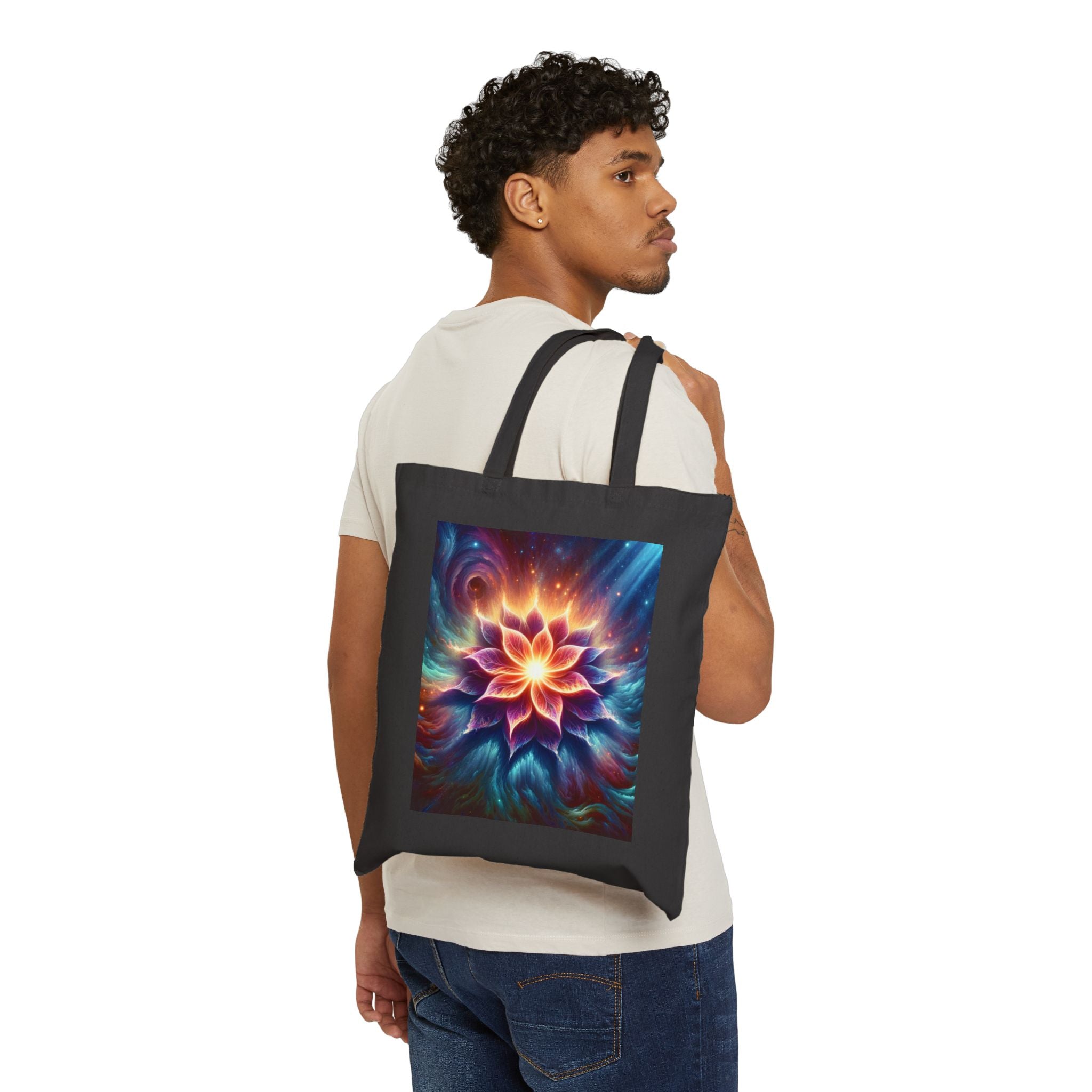 Colorful Galaxy Flower - Cotton Canvas Tote Bag