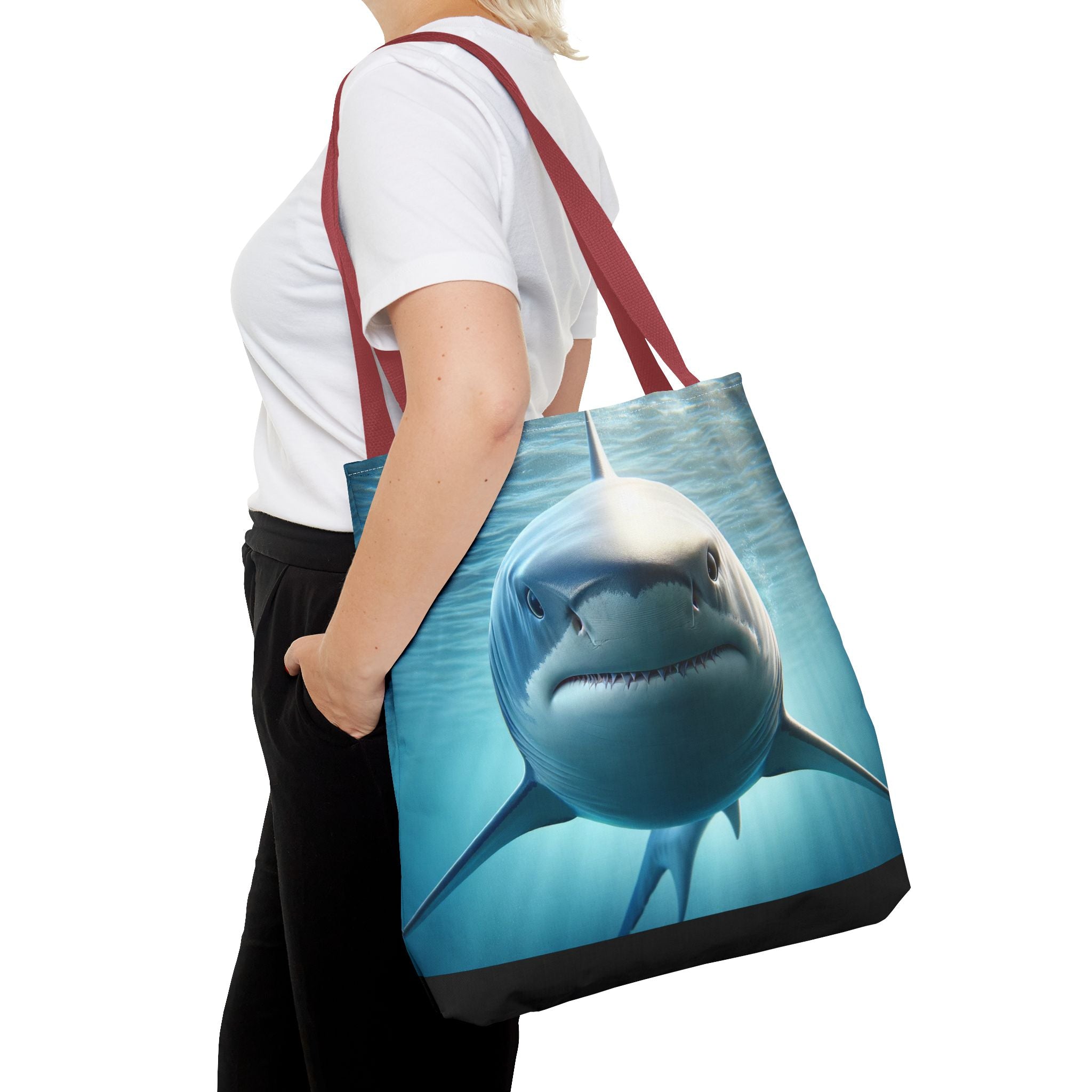 Fierce Shark Tote Bag, Ocean Lover Gift, Beach Bag, Animal Print Tote, Eco-Friendly Shopping Bag