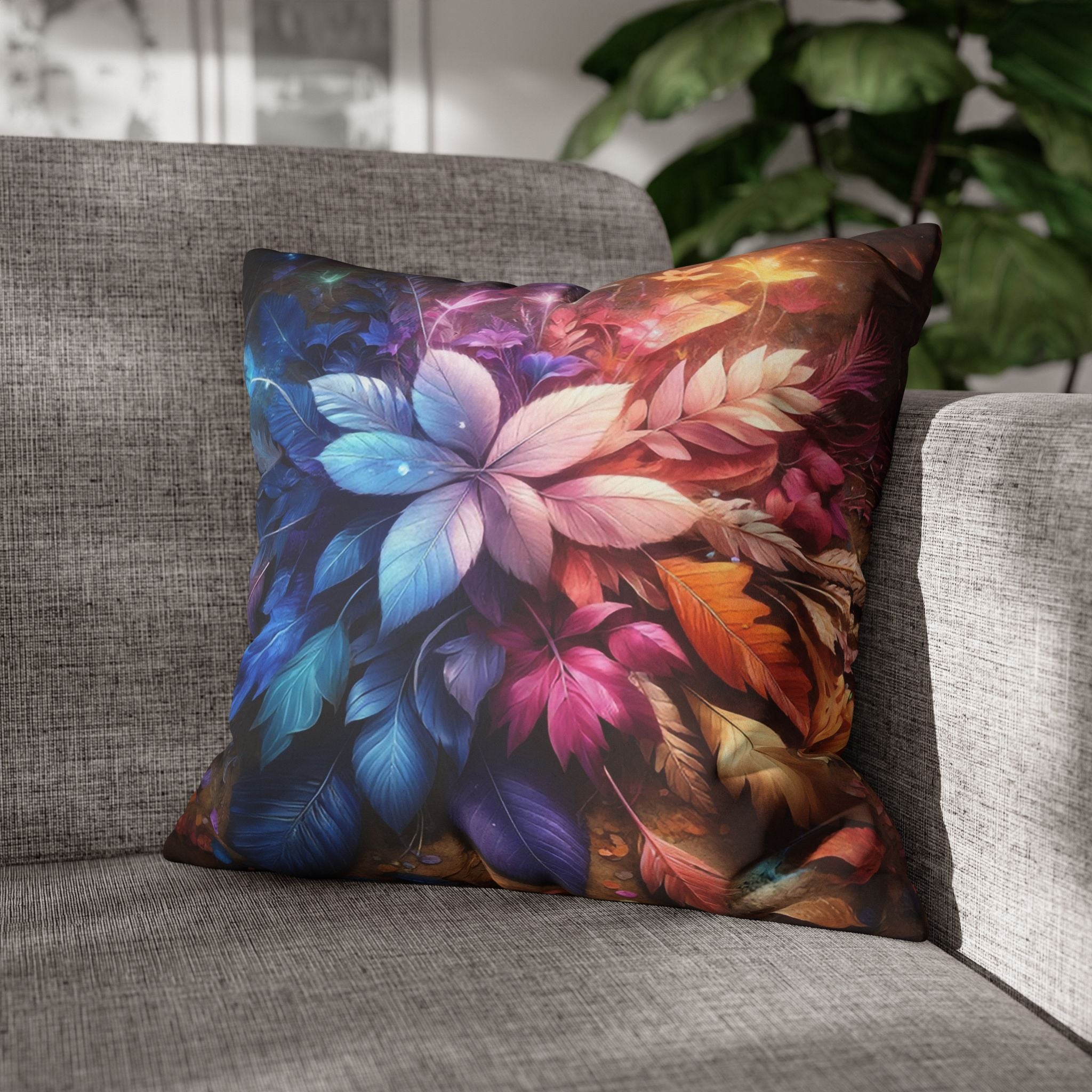 Magical leaves, pastel coloured - Suede Square Pillowcase