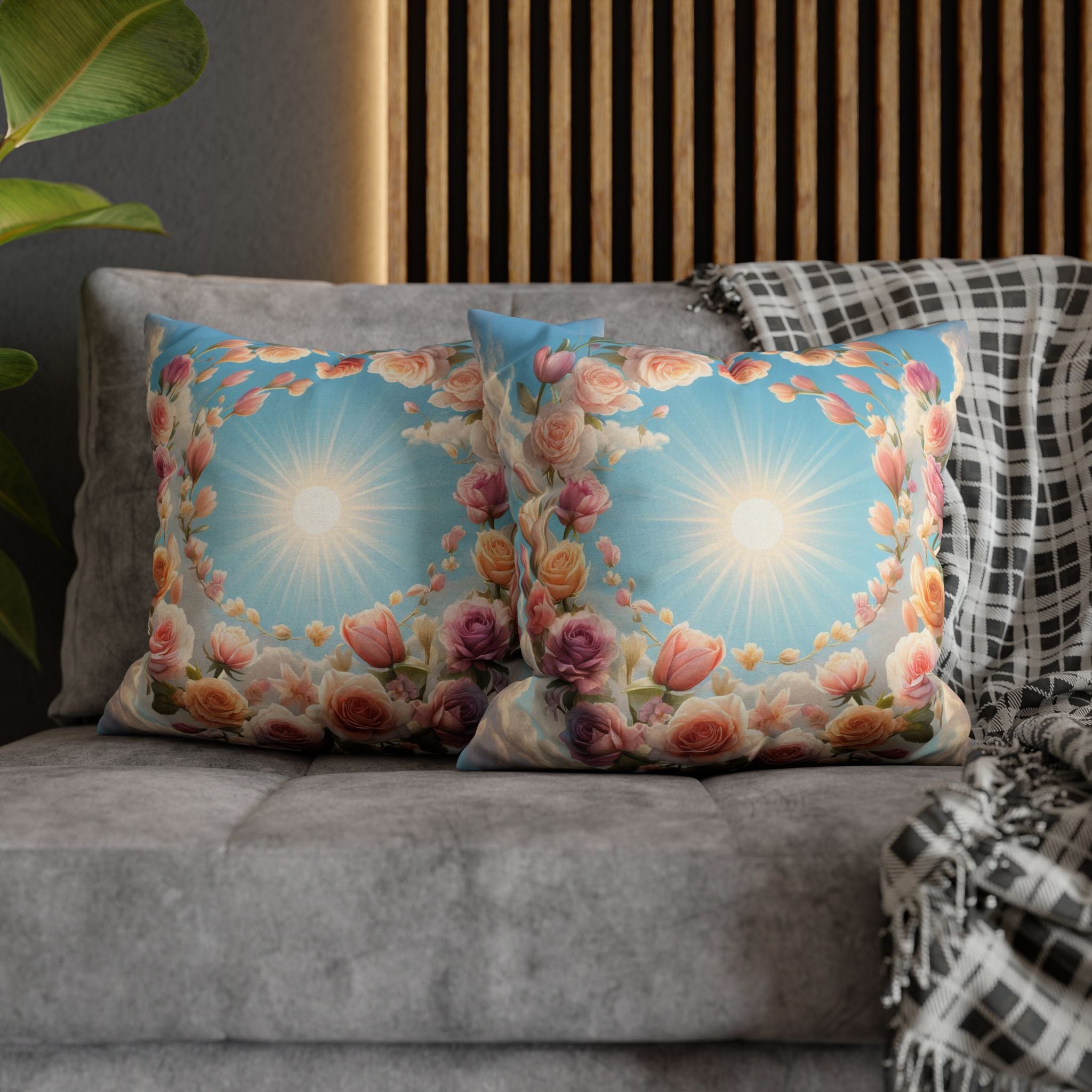 Roses in a circle - Polyester Square Pillowcase