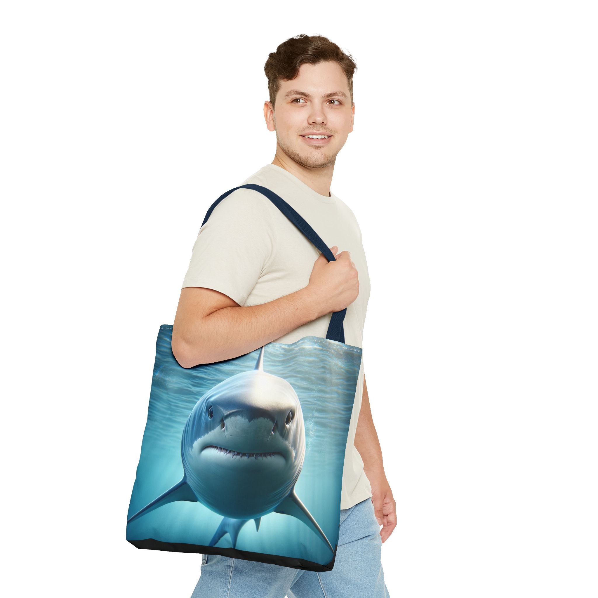 Fierce Shark Tote Bag, Ocean Lover Gift, Beach Bag, Animal Print Tote, Eco-Friendly Shopping Bag
