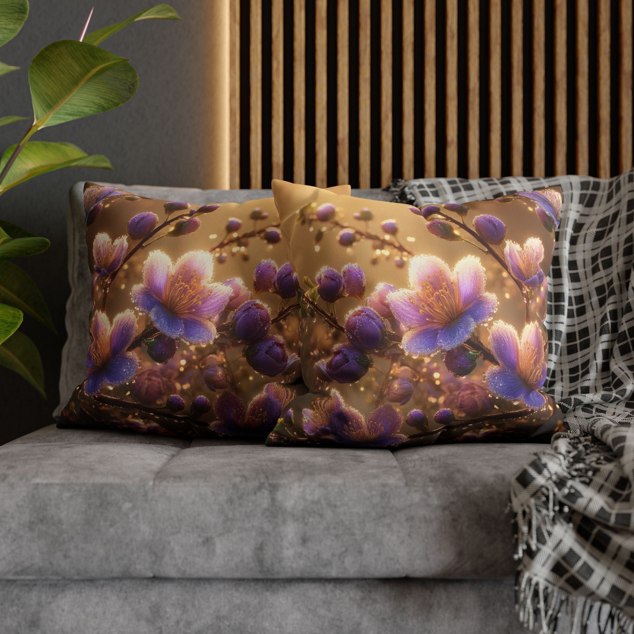 Purple and white flowers - Suede Square Pillowcase