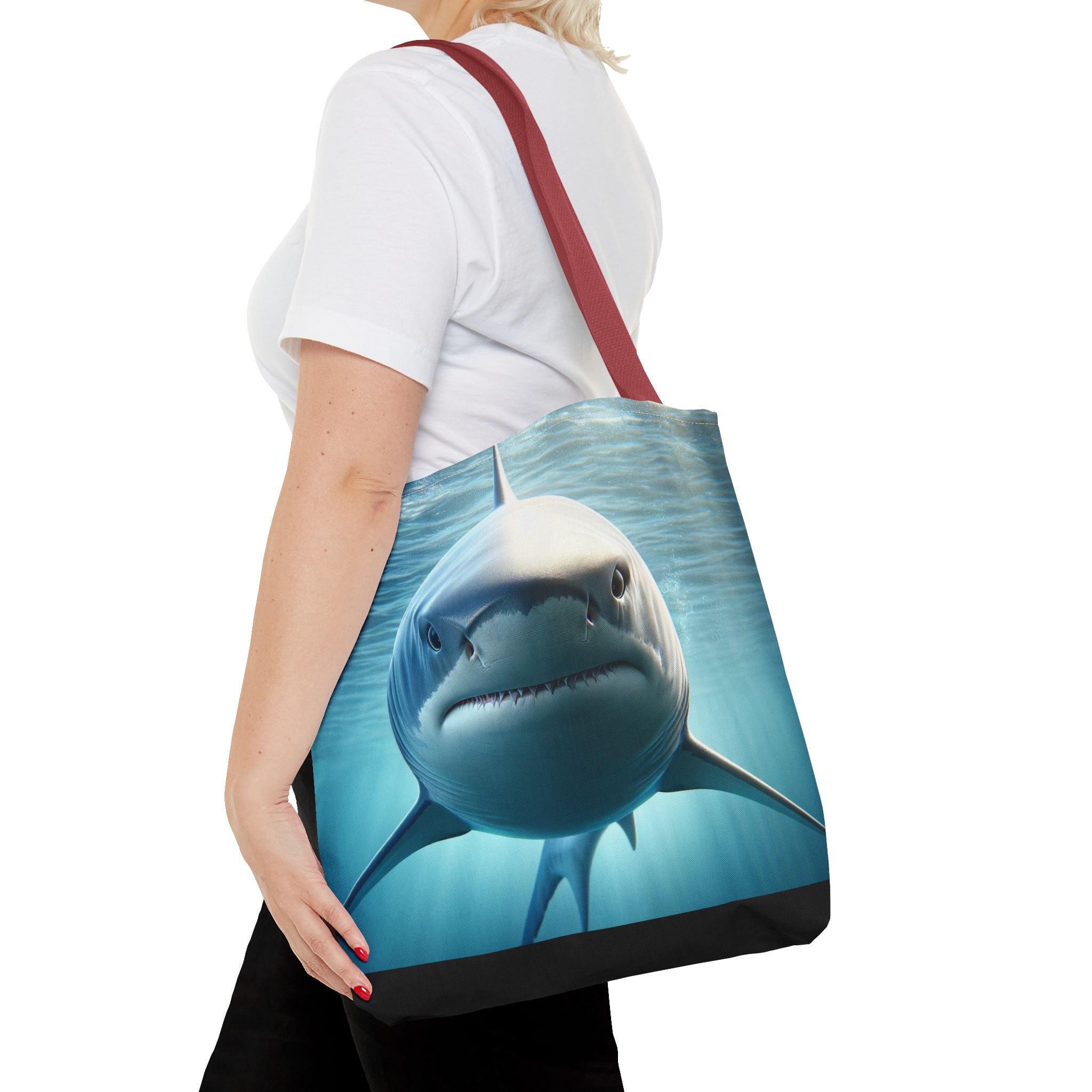 Fierce Shark Tote Bag, Ocean Lover Gift, Beach Bag, Animal Print Tote, Eco-Friendly Shopping Bag