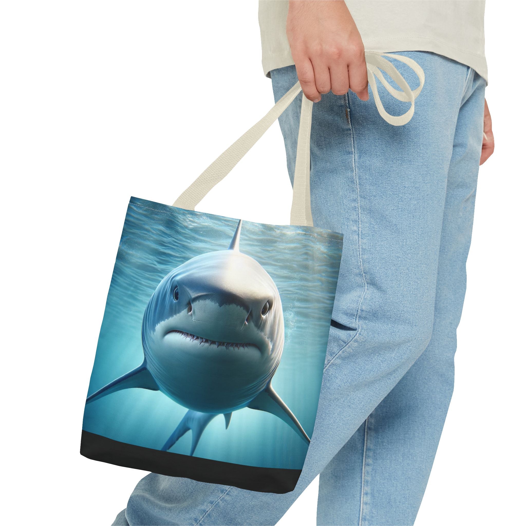 Fierce Shark Tote Bag, Ocean Lover Gift, Beach Bag, Animal Print Tote, Eco-Friendly Shopping Bag