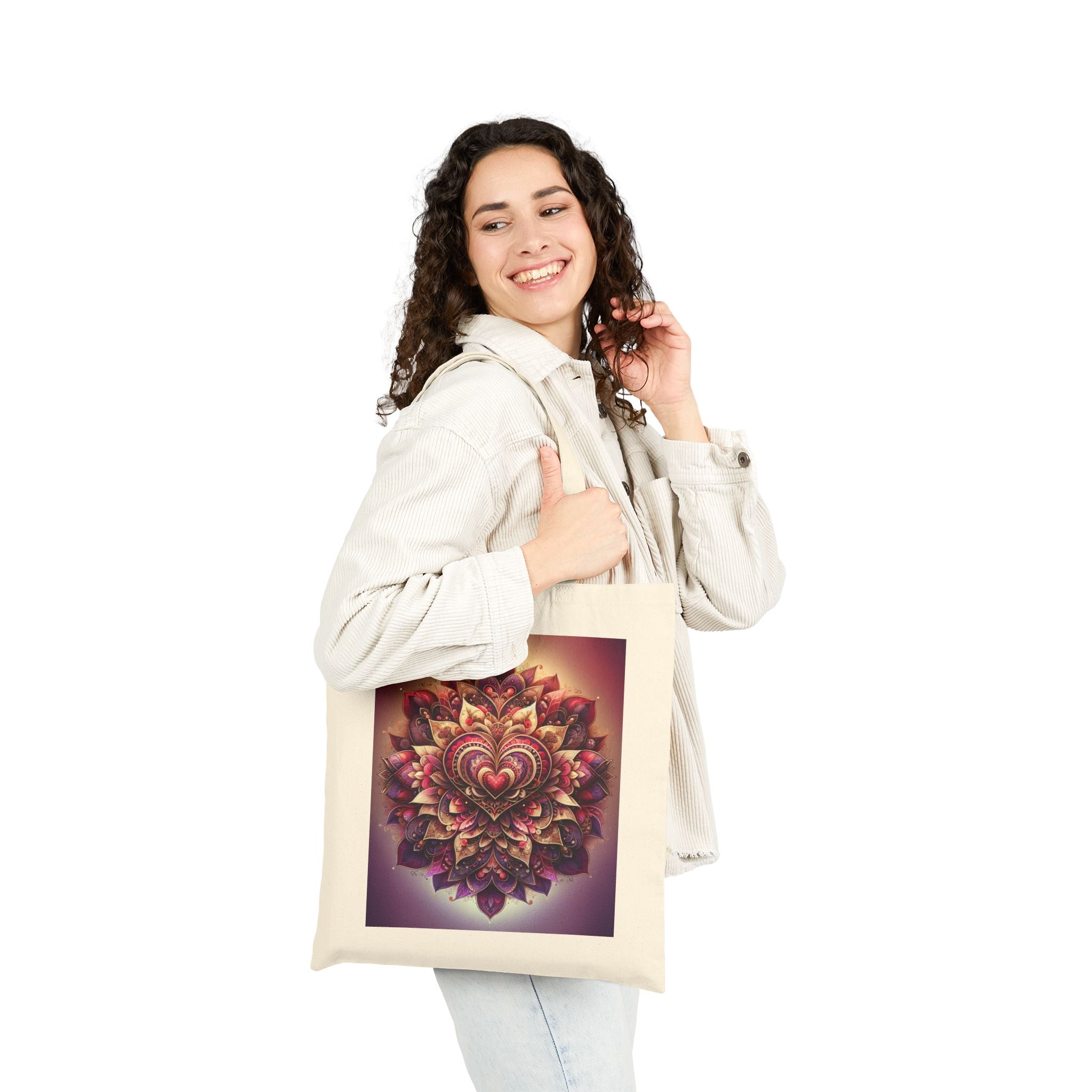 Bohemian Pink Mandala Design - Cotton Canvas Tote Bag