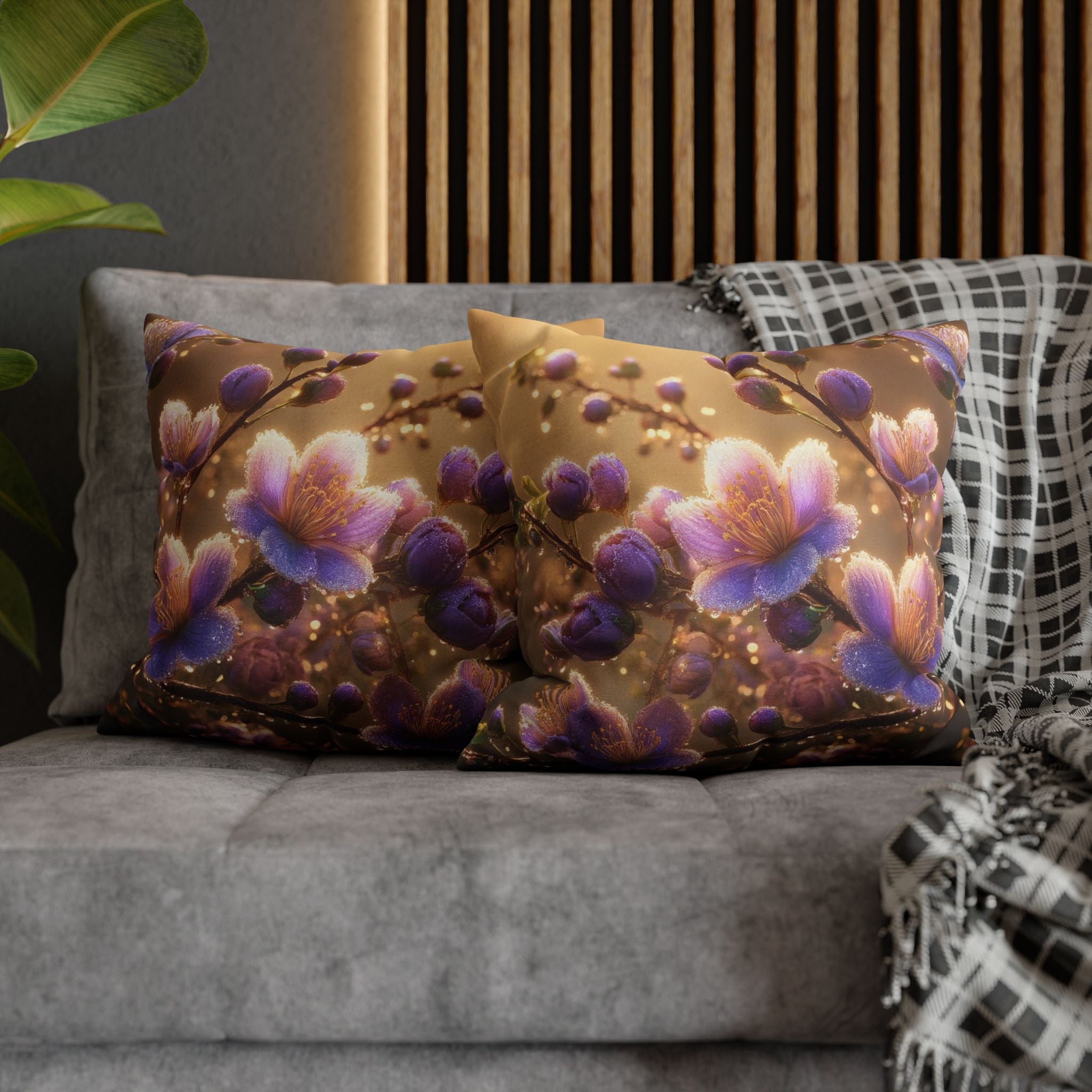 White-lavender flowers - Polyester Square Pillowcase