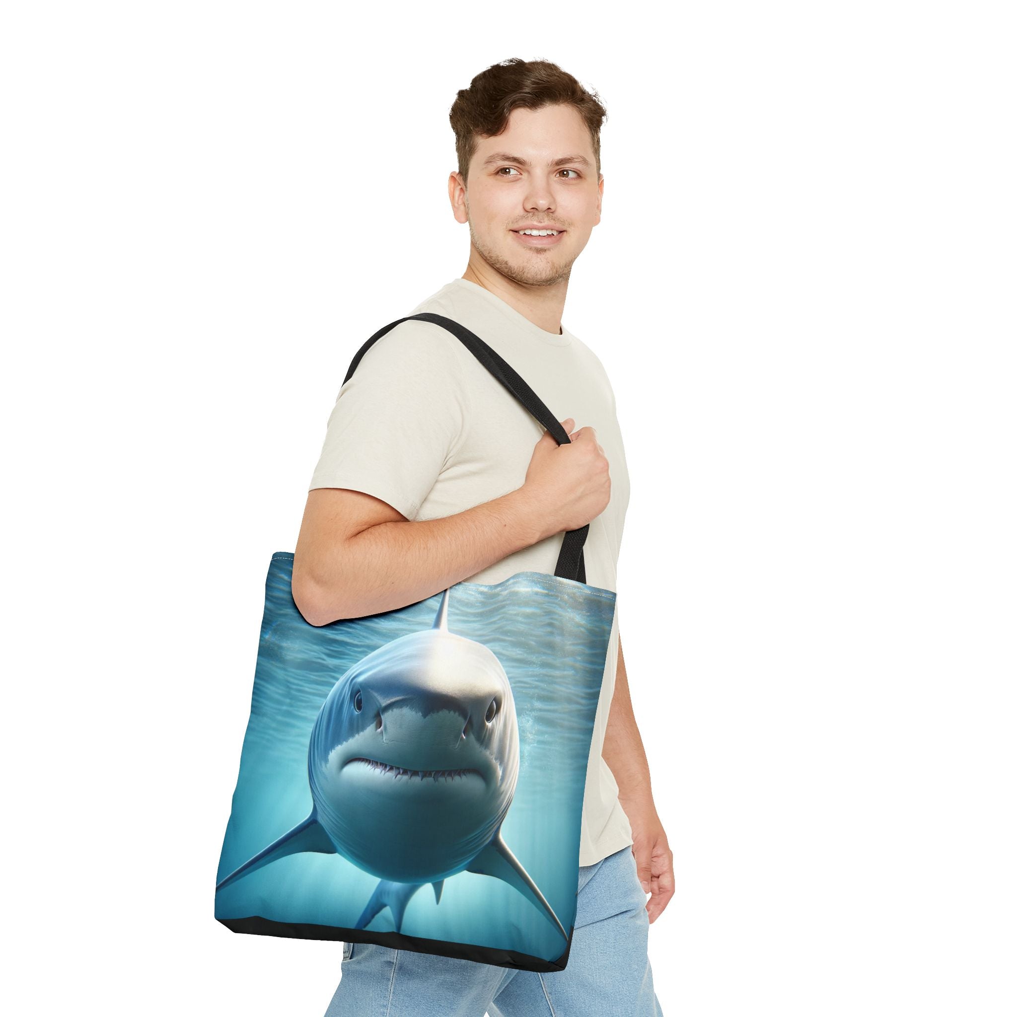Fierce Shark Tote Bag, Ocean Lover Gift, Beach Bag, Animal Print Tote, Eco-Friendly Shopping Bag
