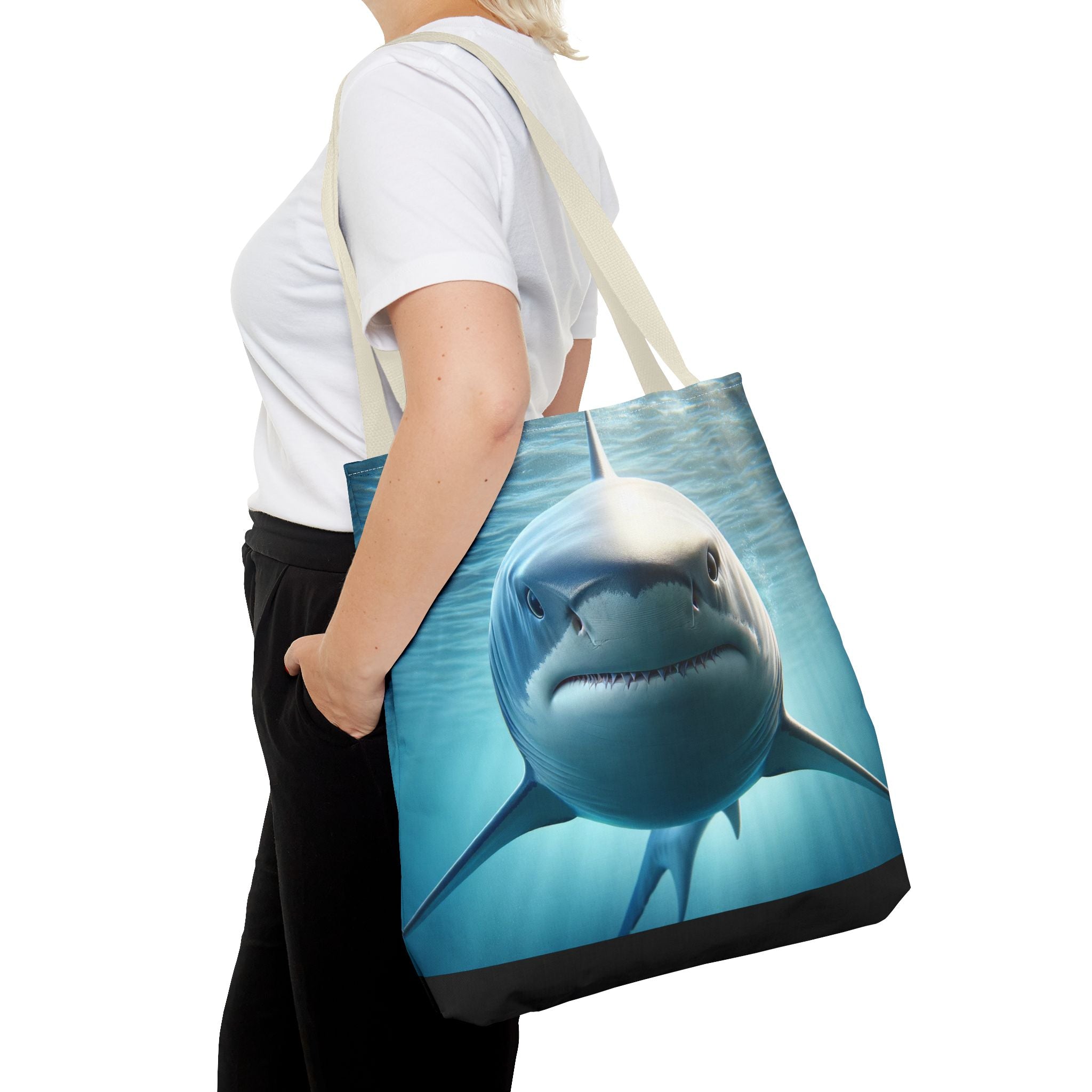 Fierce Shark Tote Bag, Ocean Lover Gift, Beach Bag, Animal Print Tote, Eco-Friendly Shopping Bag
