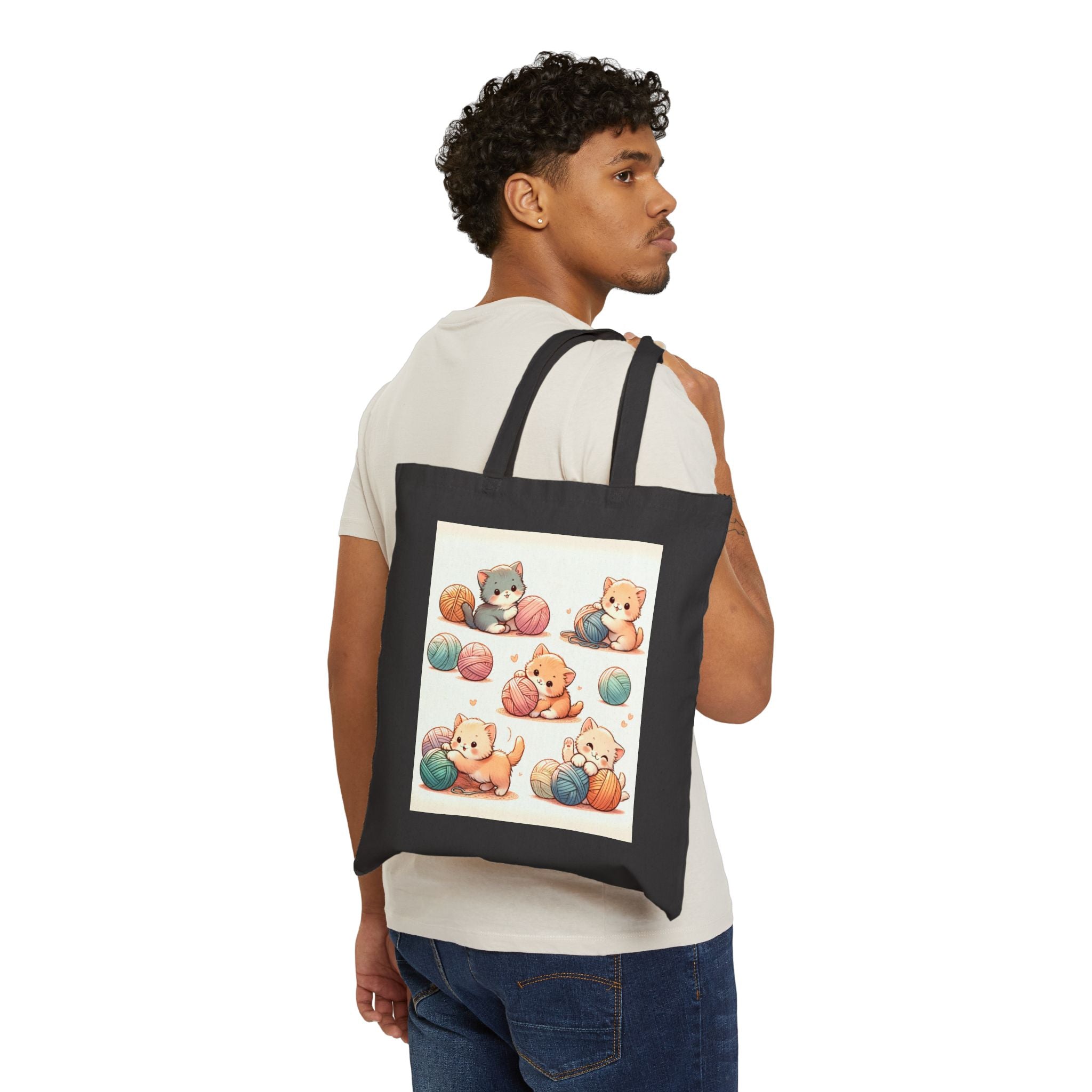 Cute Cat Tote Bag - Cotton Canvas Tote Bag