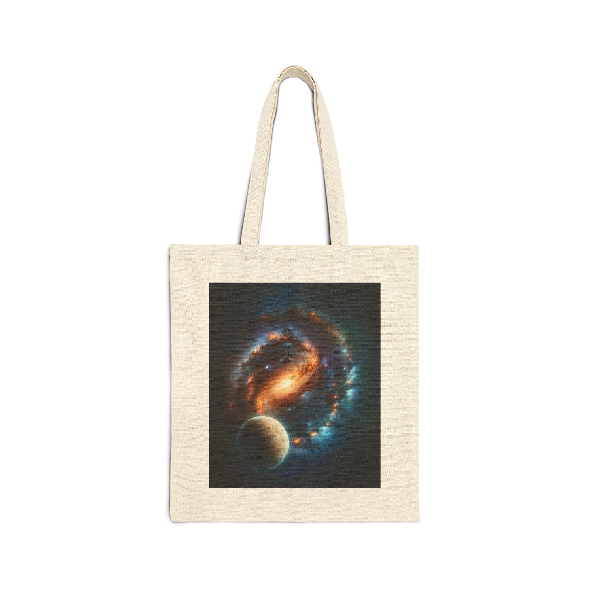Galaxy-Themed Cotton Canvas Tote Bag