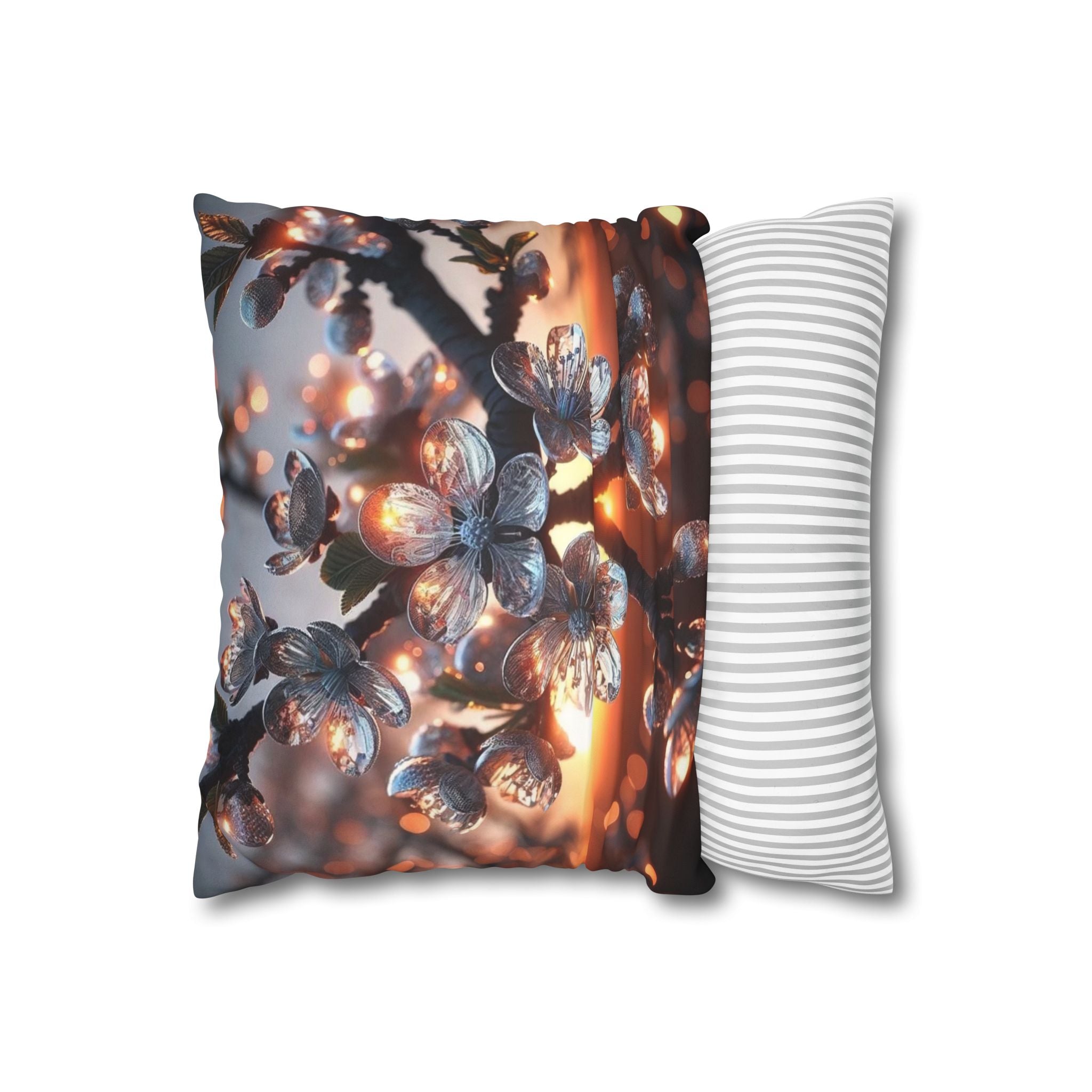 White, diamond flowers (in the evening) - Suede Square Pillowcase
