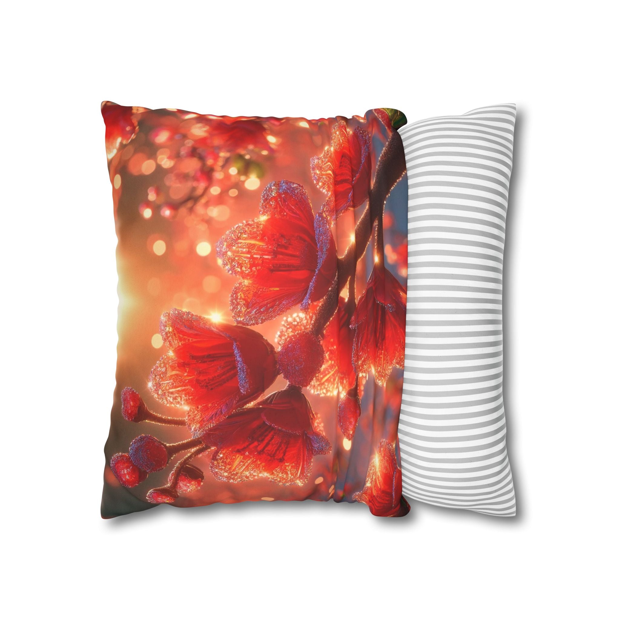 Red diamond flowers (in sunset) - Suede Square Pillowcase