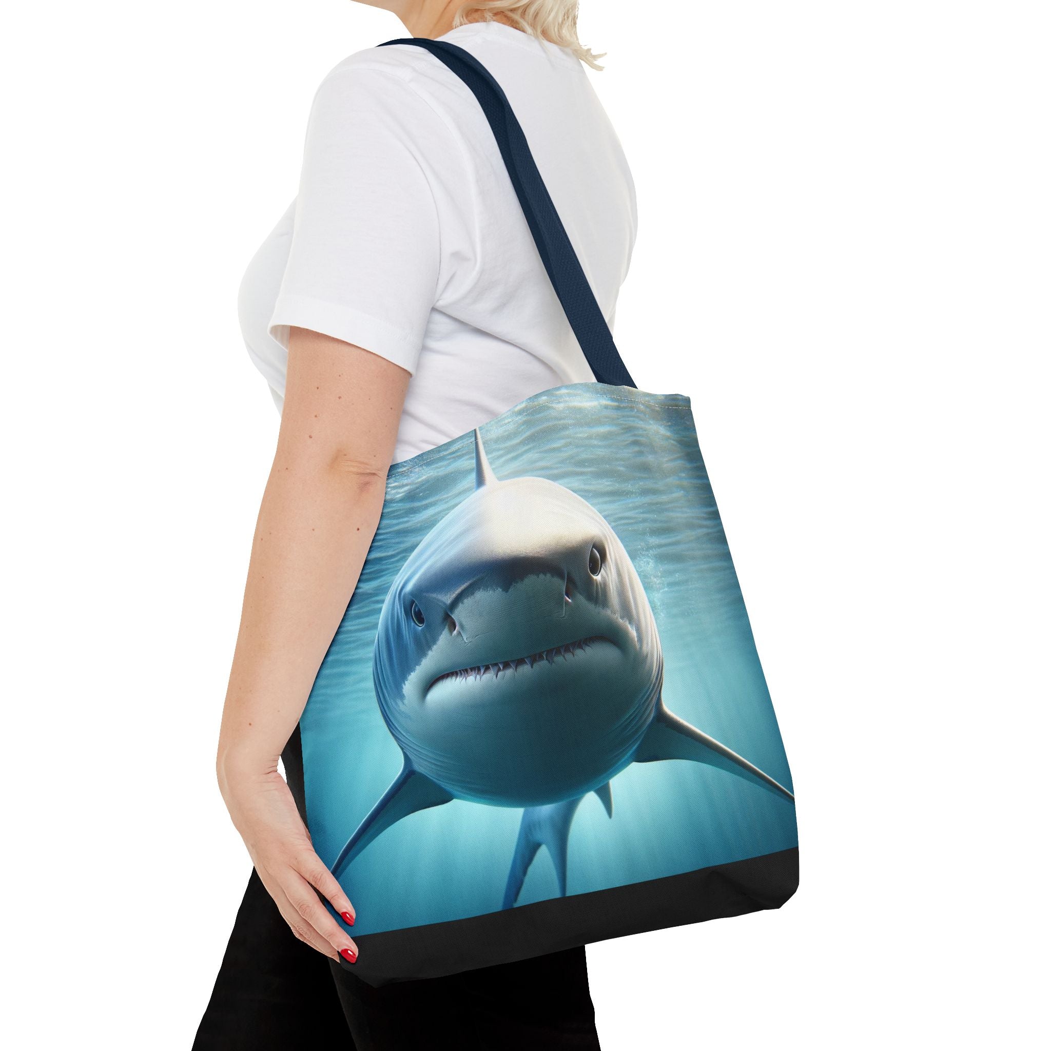 Fierce Shark Tote Bag, Ocean Lover Gift, Beach Bag, Animal Print Tote, Eco-Friendly Shopping Bag