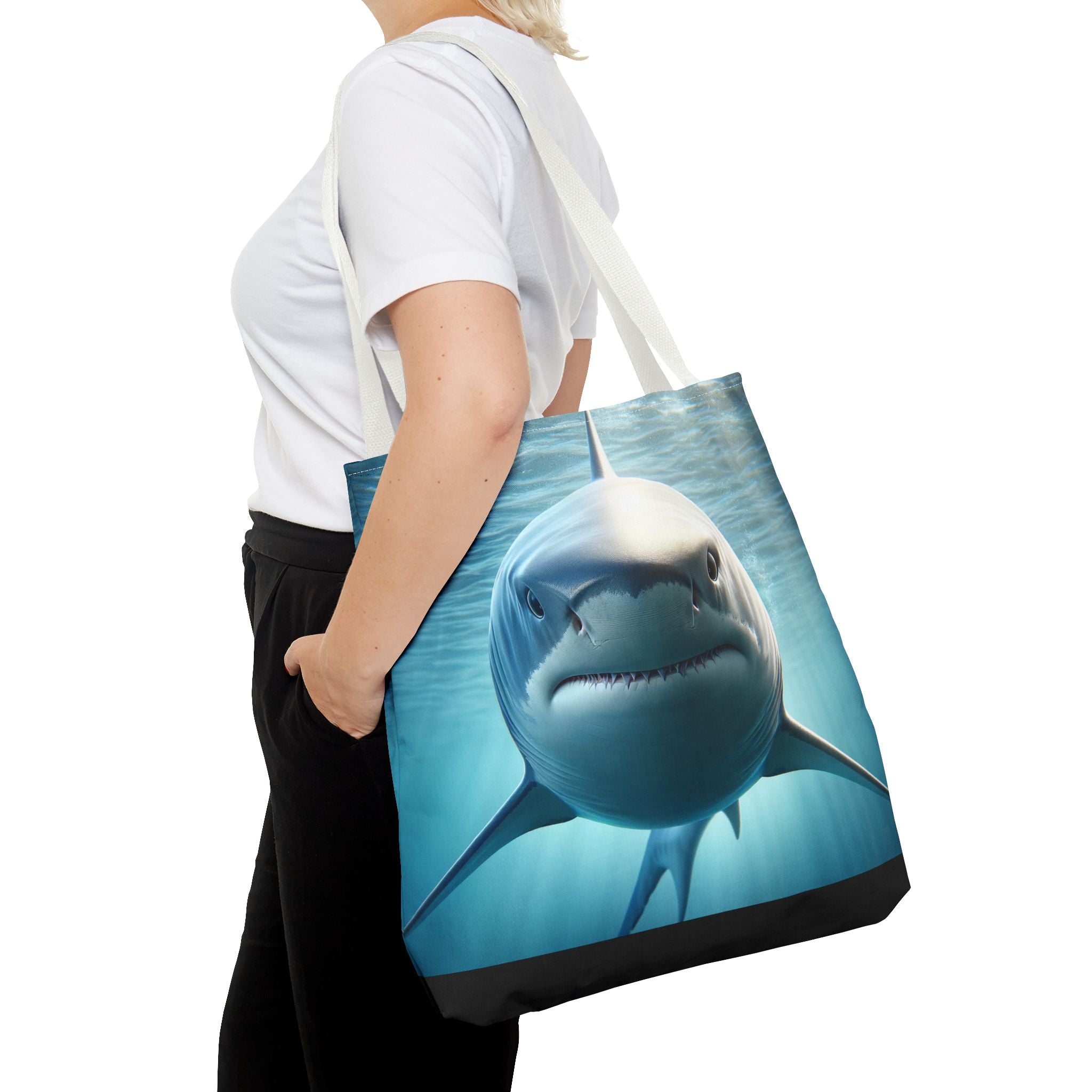 Fierce Shark Tote Bag, Ocean Lover Gift, Beach Bag, Animal Print Tote, Eco-Friendly Shopping Bag