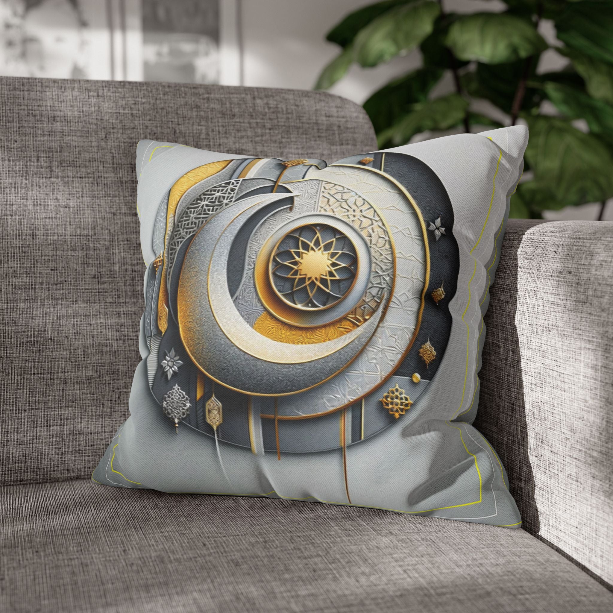 Islamic Art, Light-grey - Polyester Square Pillowcase