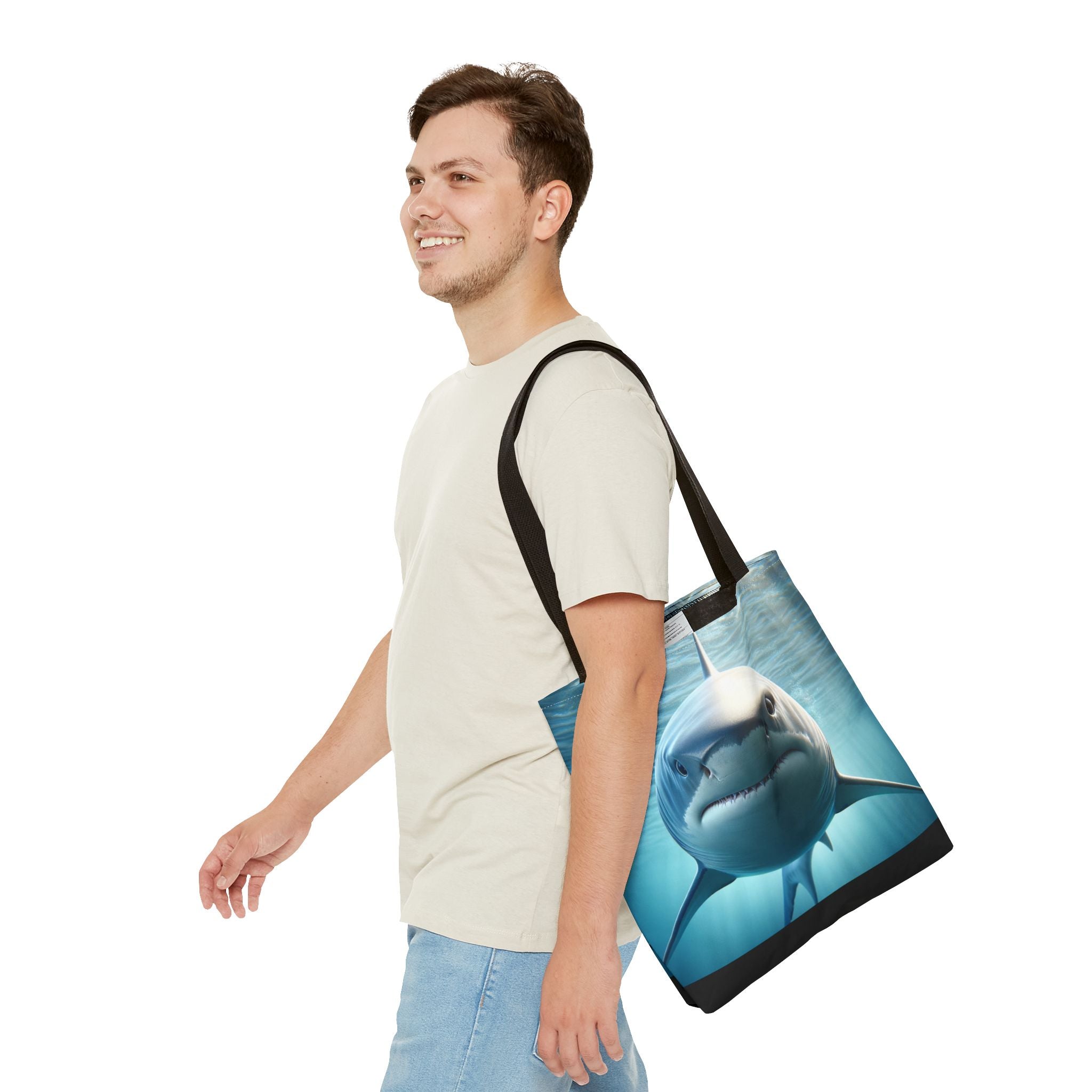 Fierce Shark Tote Bag, Ocean Lover Gift, Beach Bag, Animal Print Tote, Eco-Friendly Shopping Bag