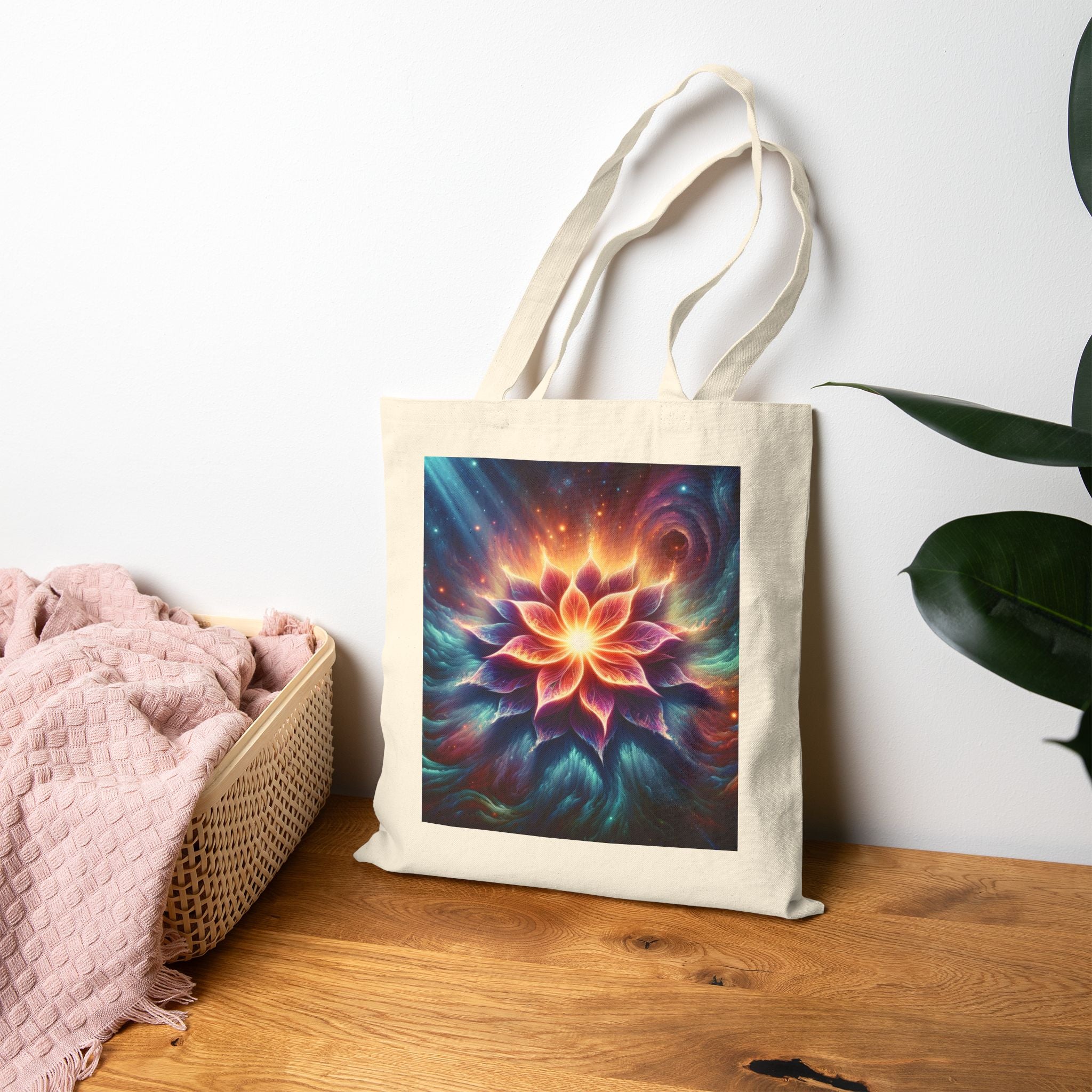 Colorful Galaxy Flower - Cotton Canvas Tote Bag