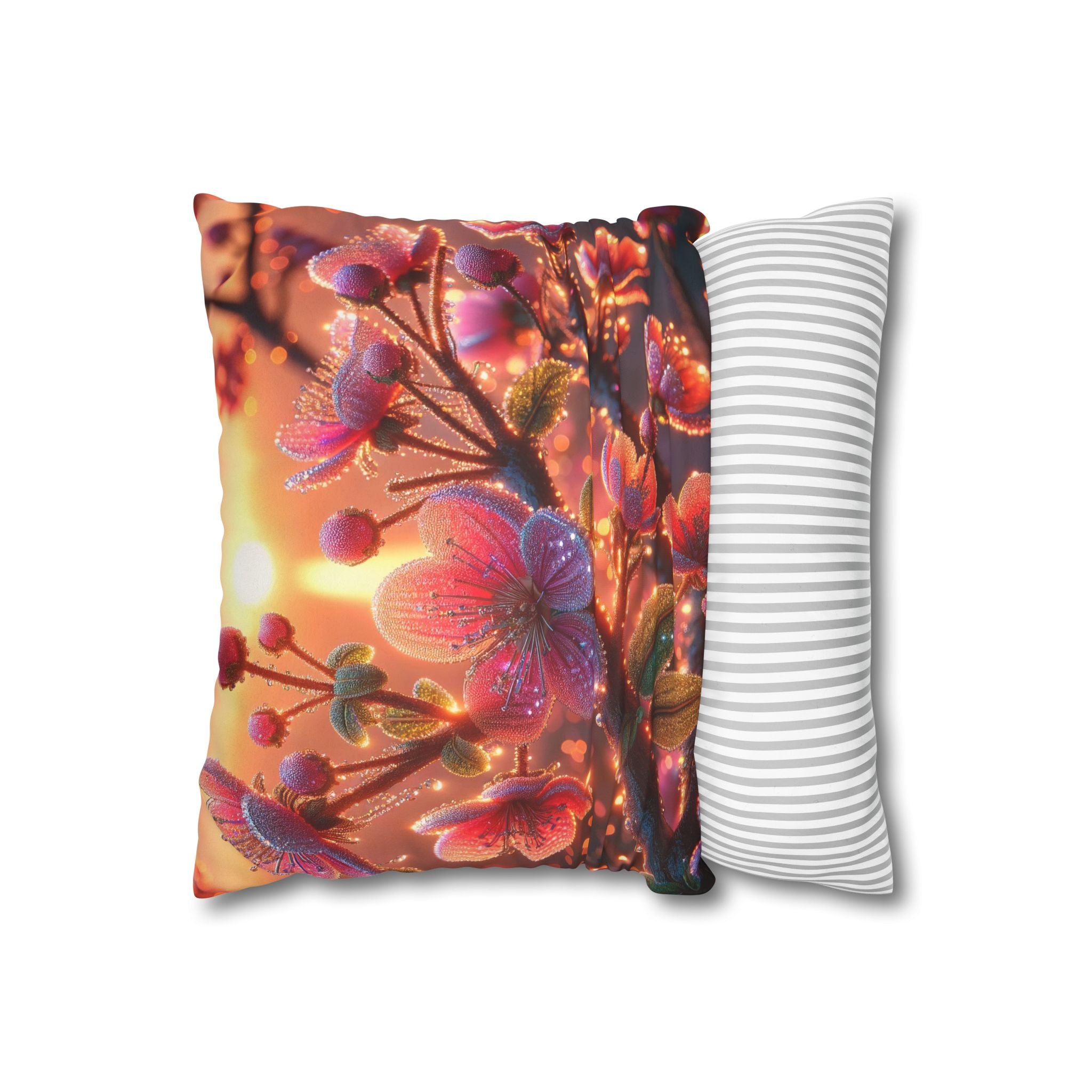 Pink diamond flowers - Suede Square Pillowcase