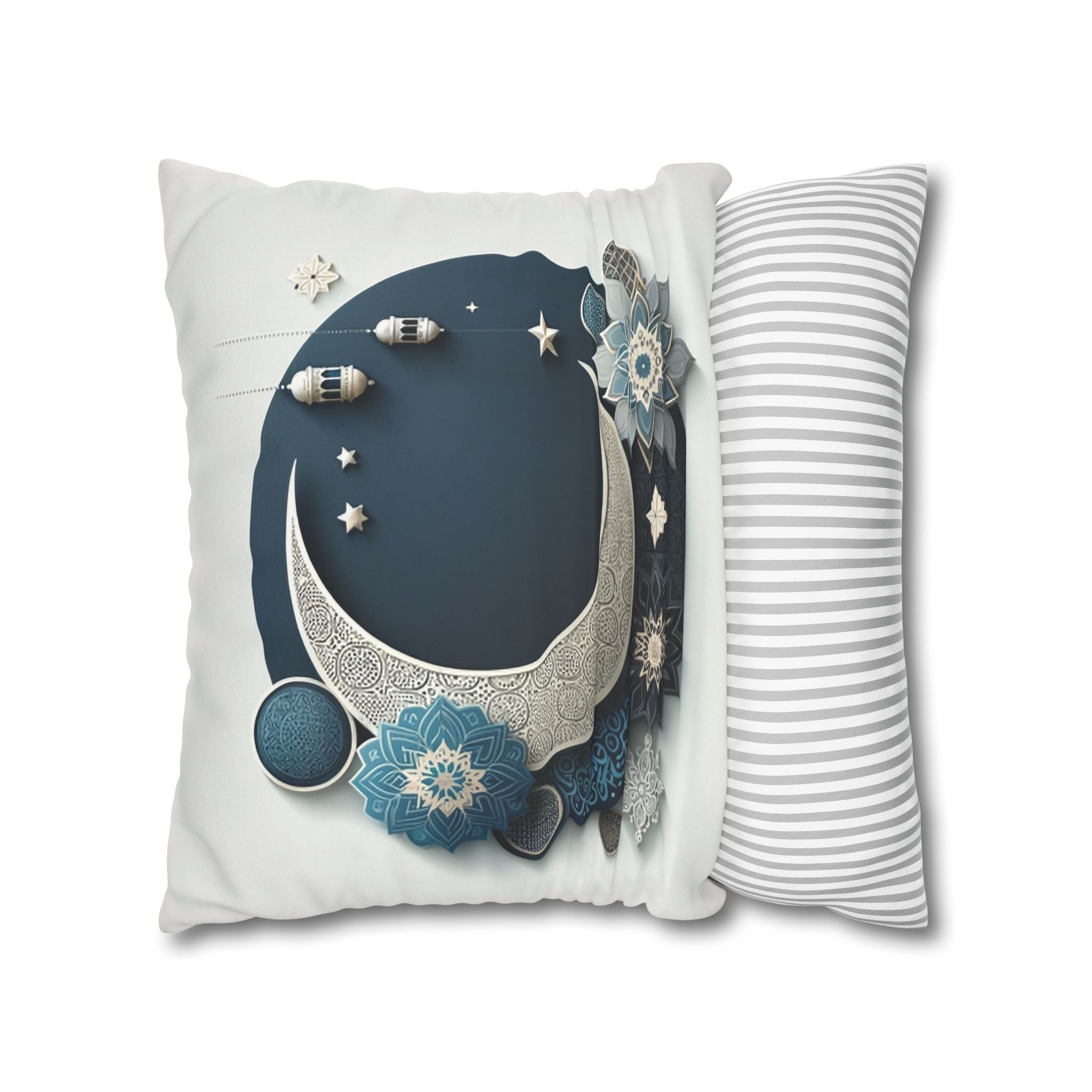 Islamic Art (large silver moon) - Suede Square Pillowcase