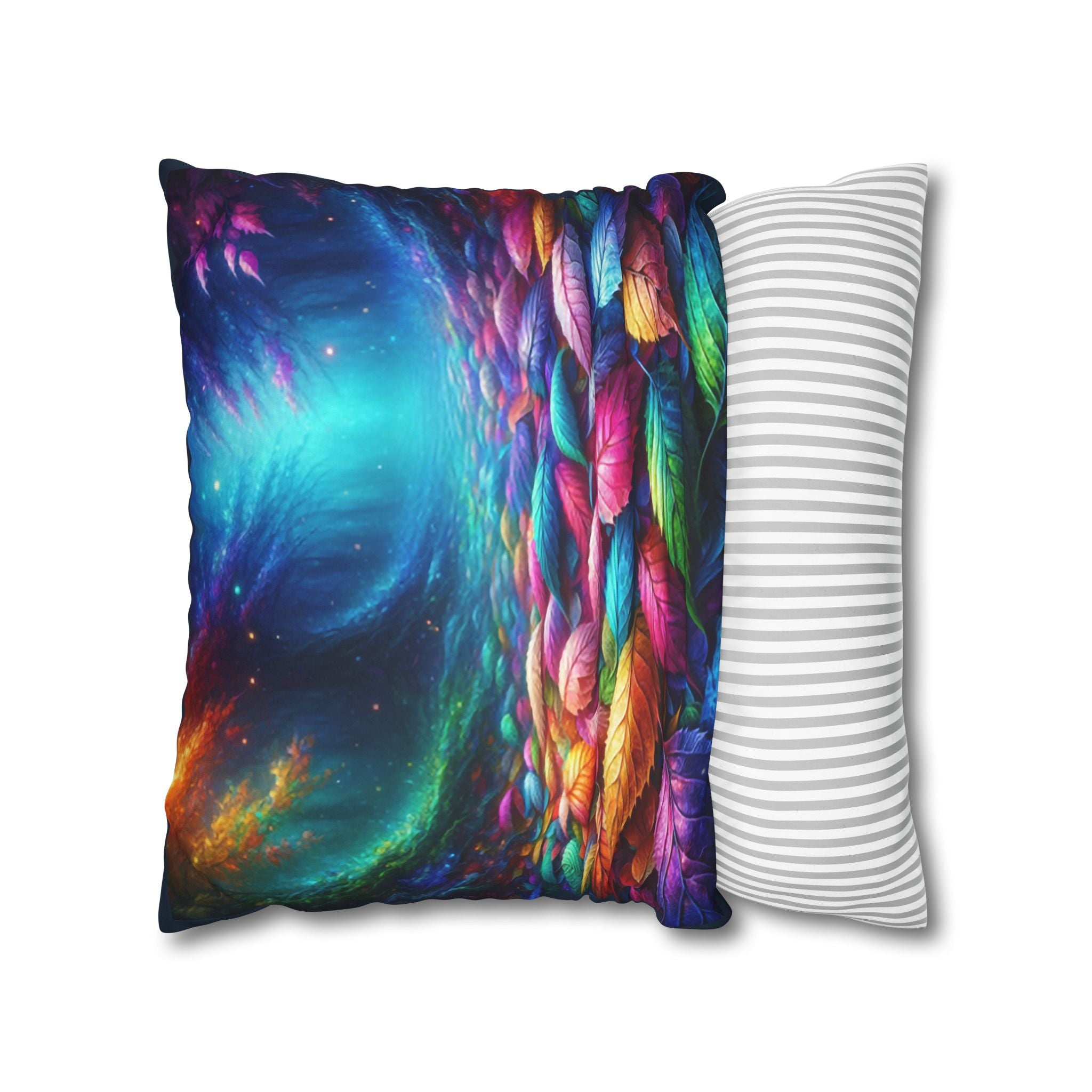 Magical leaves (blue light) - Suede Square Pillowcase